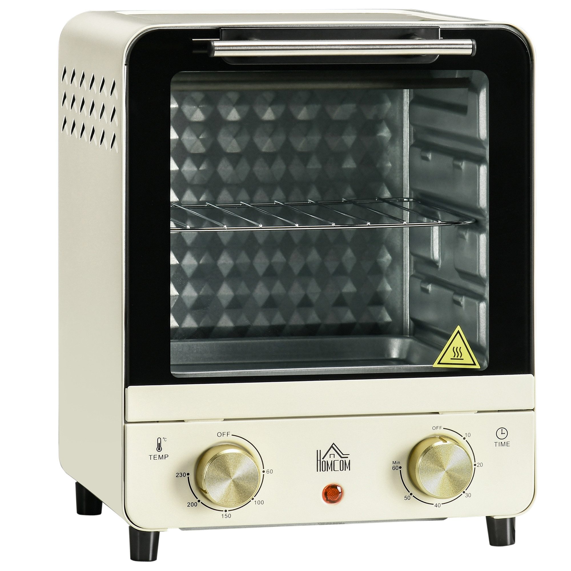 HOMCOM Minibackofen 15L Pizza-Ofen mit Backblech und Gitterrost, zum Grillen, Backen, Toasten, Cremeweiß