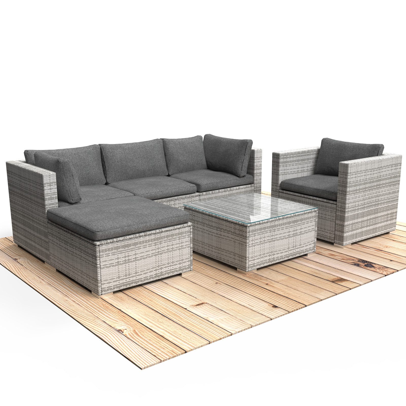 BRAST Gartenlounge-Set Joy für 5 Personen inkl. extra Dicke Kissen, TÜV geprüft Outdoor Loungemöbel Sitzgruppe Essgruppe Garnitur