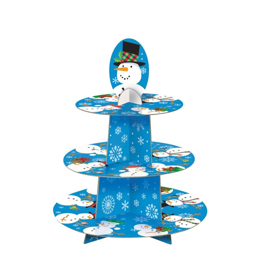 Partystrolche Muffinplatten Muffinständer Schneemann Weihnachten Dekoration Cupcake Platte
