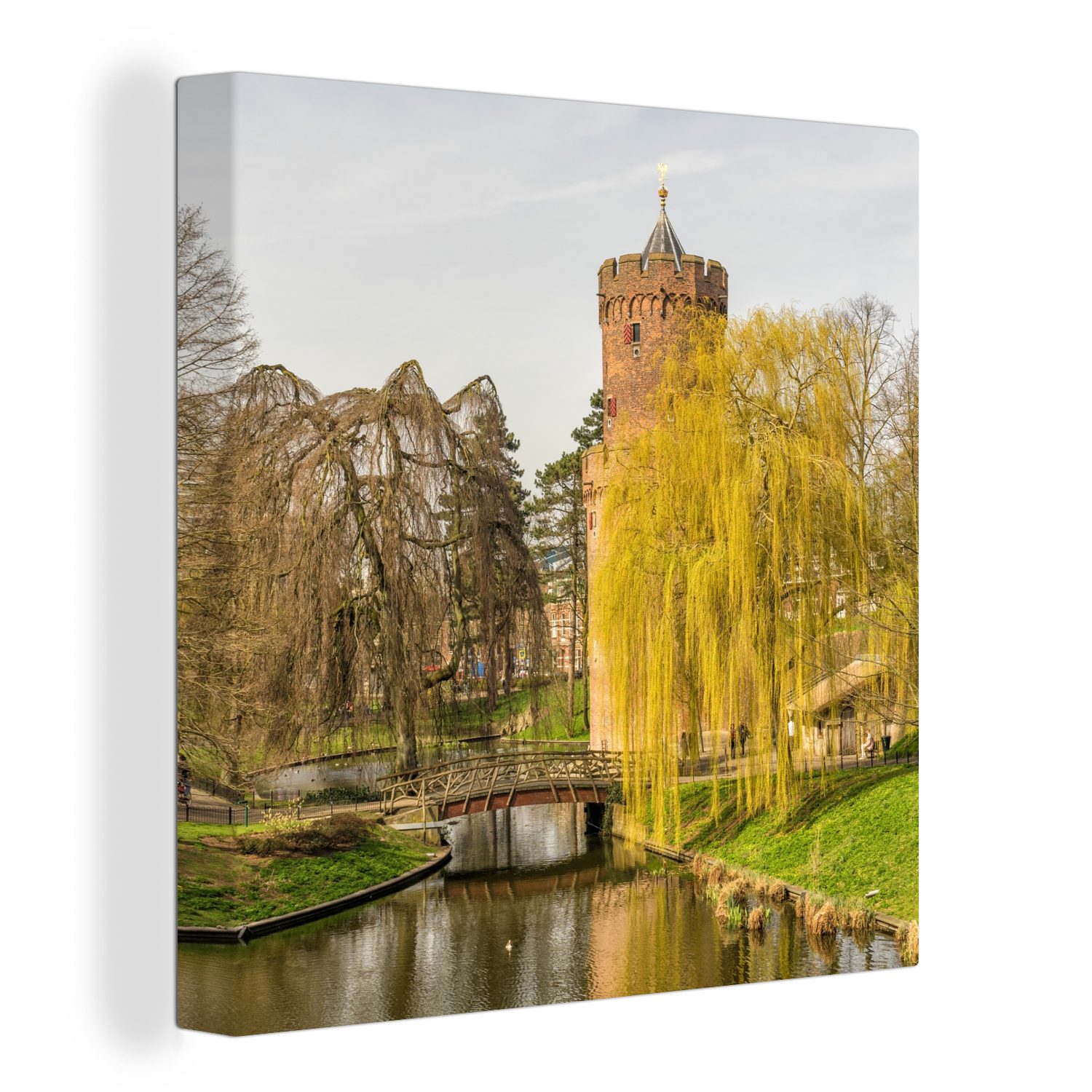 OneMillionCanvasses® Leinwandbild Wasser - Baum - Nijmegen, (1 St), Leinwand Bilder für Wohnzimmer Schlafzimmer