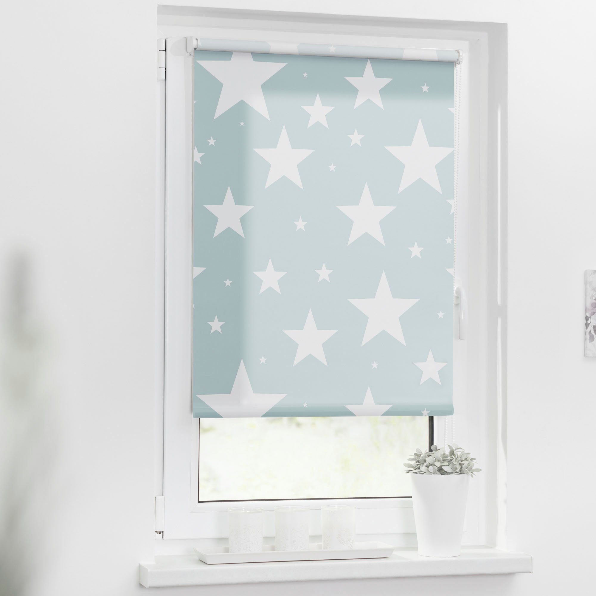 Seitenzugrollo Rollo Klemmfix, ohne Bohren, blickdicht, Sterne, LICHTBLICK günstig online kaufen