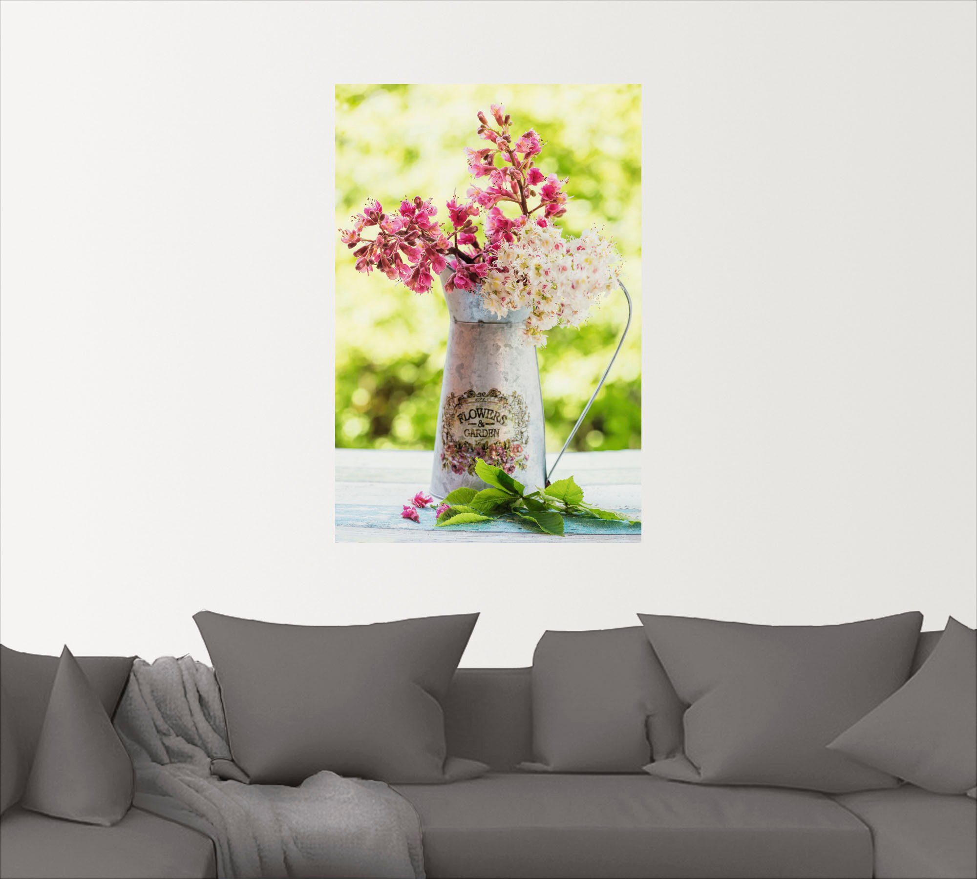 Alubild, (1 versch. Blüten Größen in Artland Kastanien als oder St), Krug, Wandaufkleber in Blumen Poster Leinwandbild, Wandbild