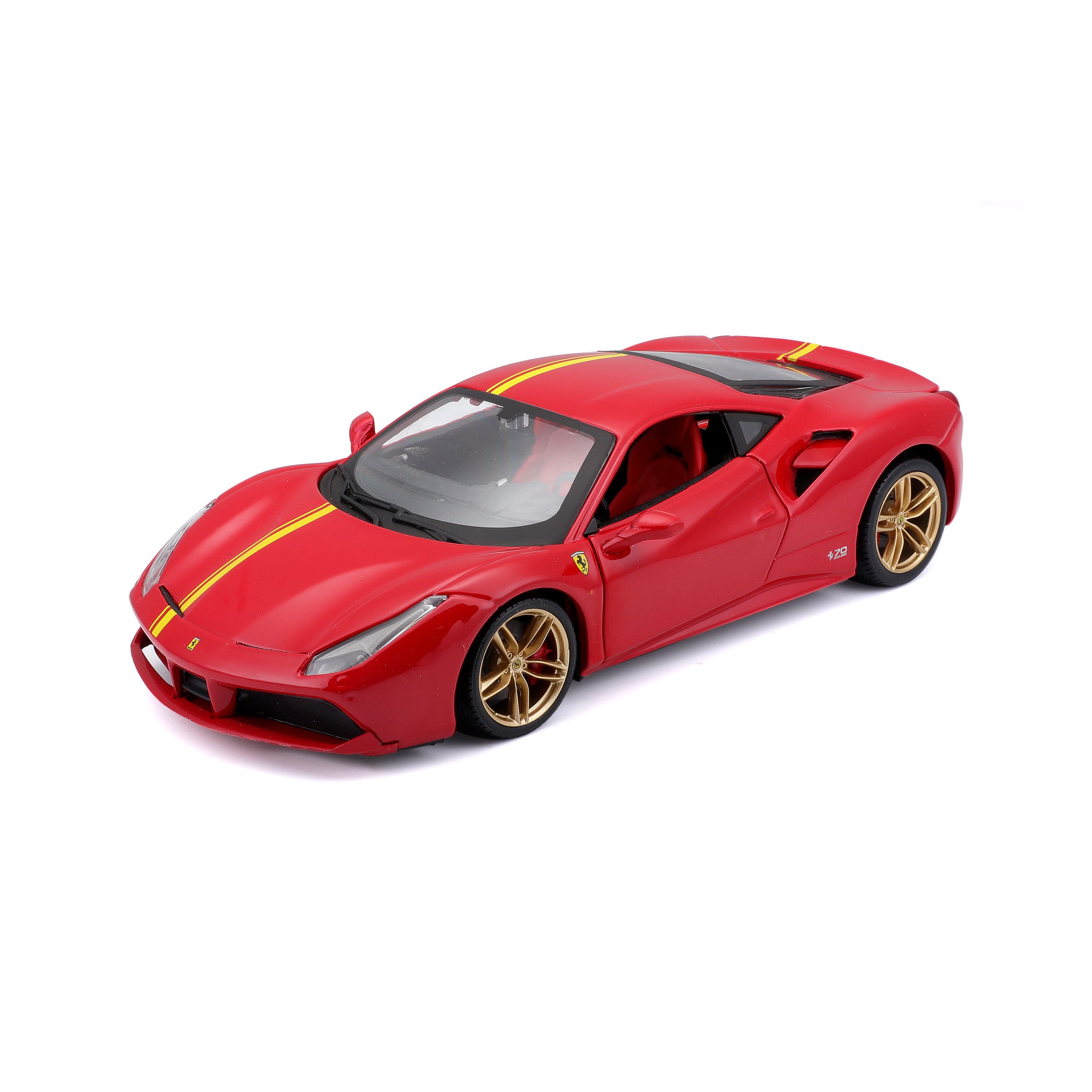 Bburago Modellauto Ferrari F488 GTB (rot), Maßstab 1:24, detailliertes Modell