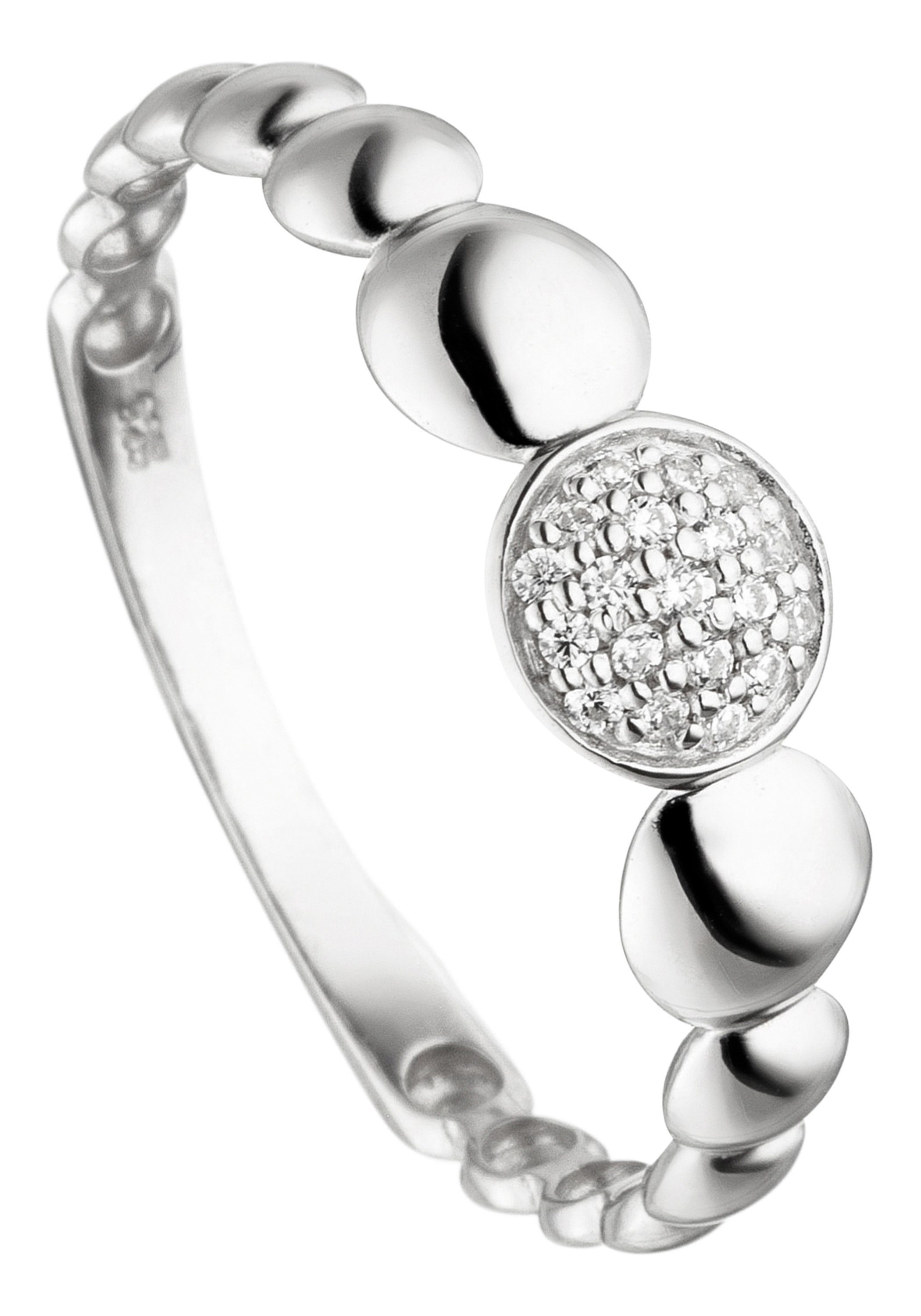 JOBO Fingerring Ring mit 19 Zirkonia, 925 Silber