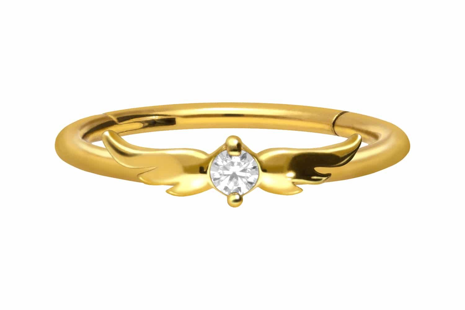 Nasenpiercing Chirurgenstahl Segmentring Clicker FLÜGEL + KRISTALL Ohrpiercing