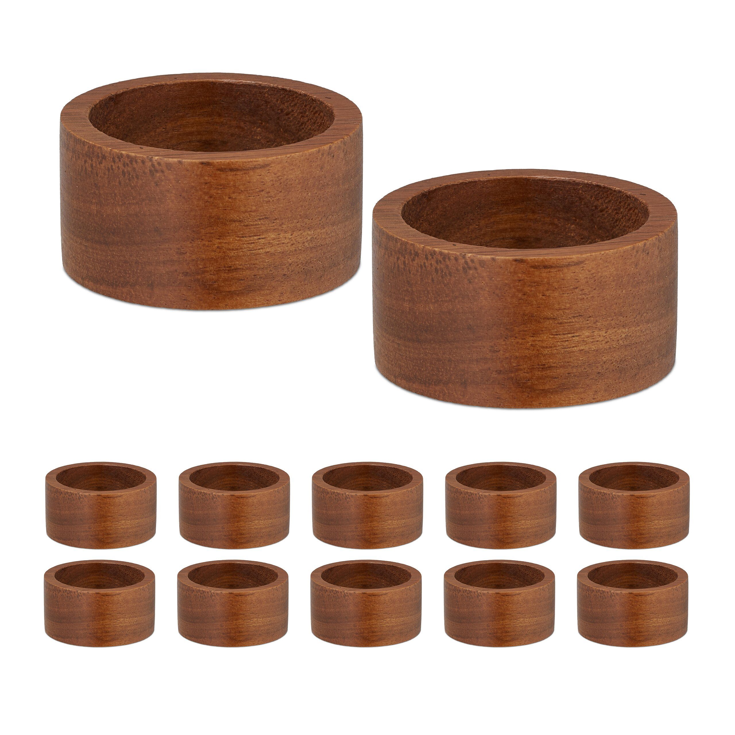 relaxdays Serviettenring Serviettenringe im 12er Set, Holz, (12-tlg)