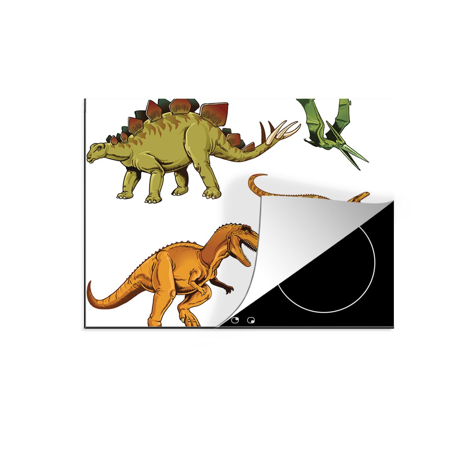 MuchoWow Herdblende-/Abdeckplatte Dinosaurier - Zeichnung Arbeitsfläche tlg), Ceranfeldabdeckung Vinyl, - (1 cm, nutzbar, Kinder, - Mobile Jungen 70x52