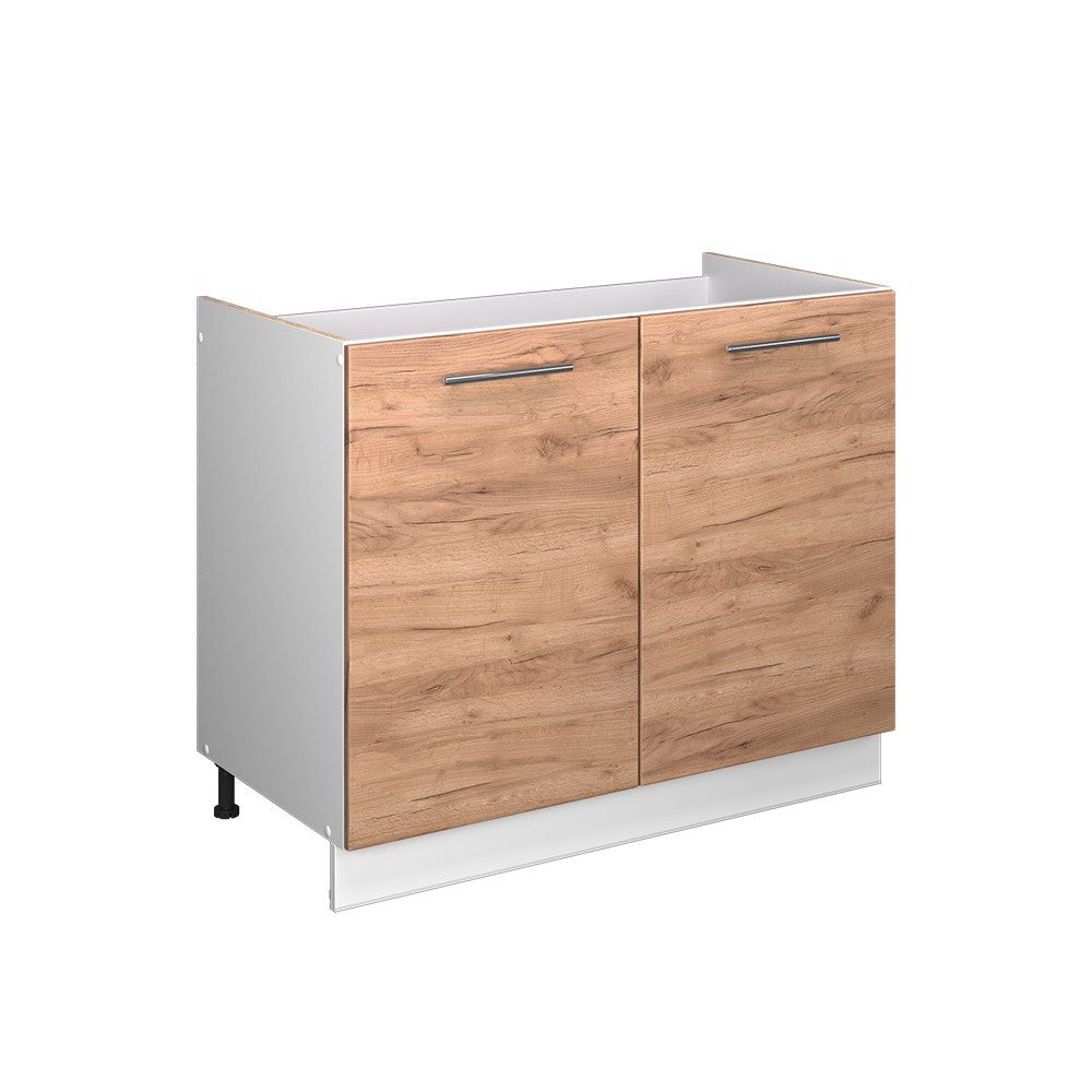 Vicco Unterschrank Fame-Line, Goldkraft Eiche/Weiß, 100 cm, AP Eiche (1-St)