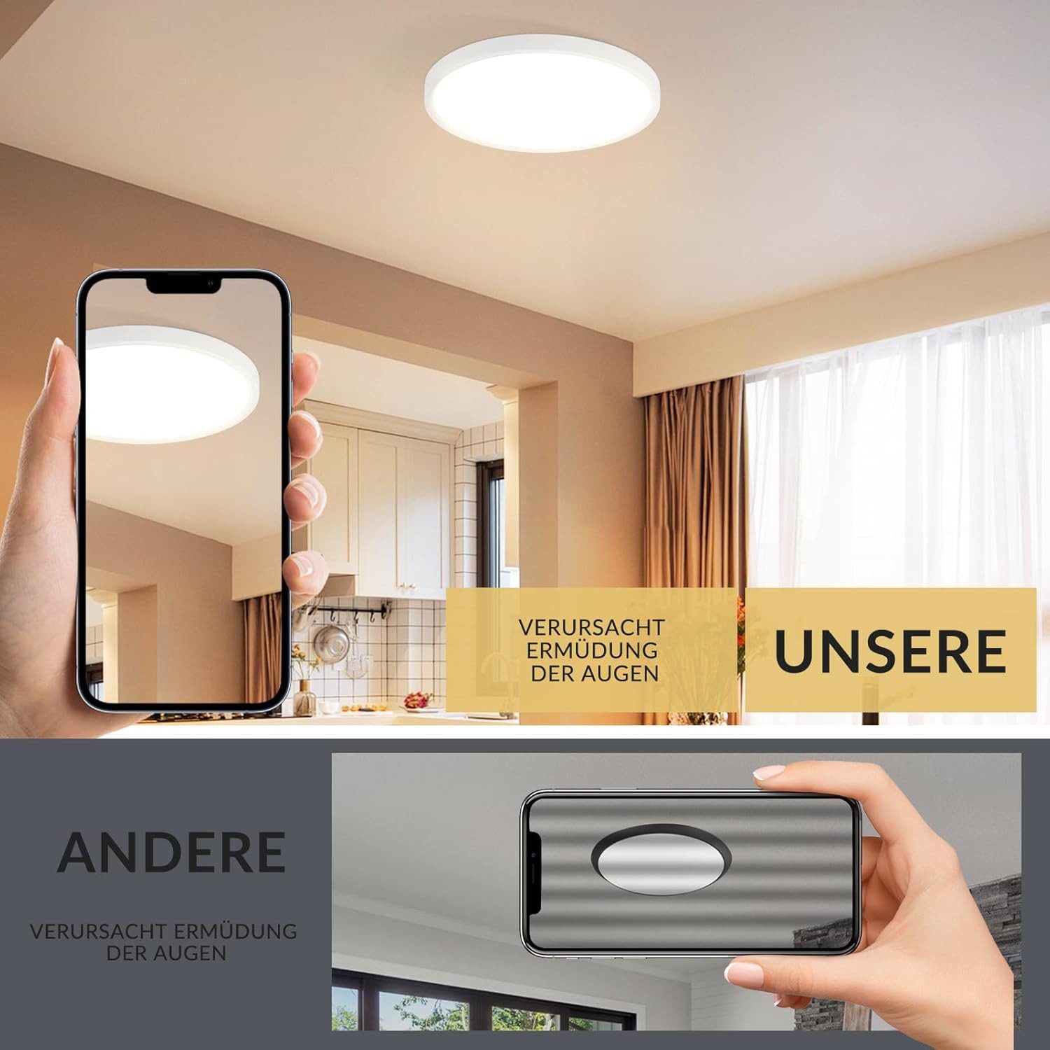 Nettlife LED Deckenleuchte Flach Schwarz 18cm günstig online kaufen