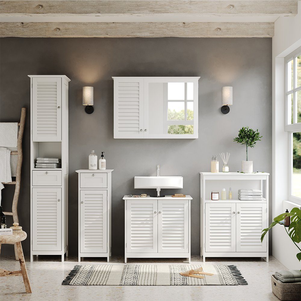 Vicco Badmöbel-Set Riad, Weiß, 5 Teile, Unterschrank mit Zwischenablage, (5 günstig online kaufen