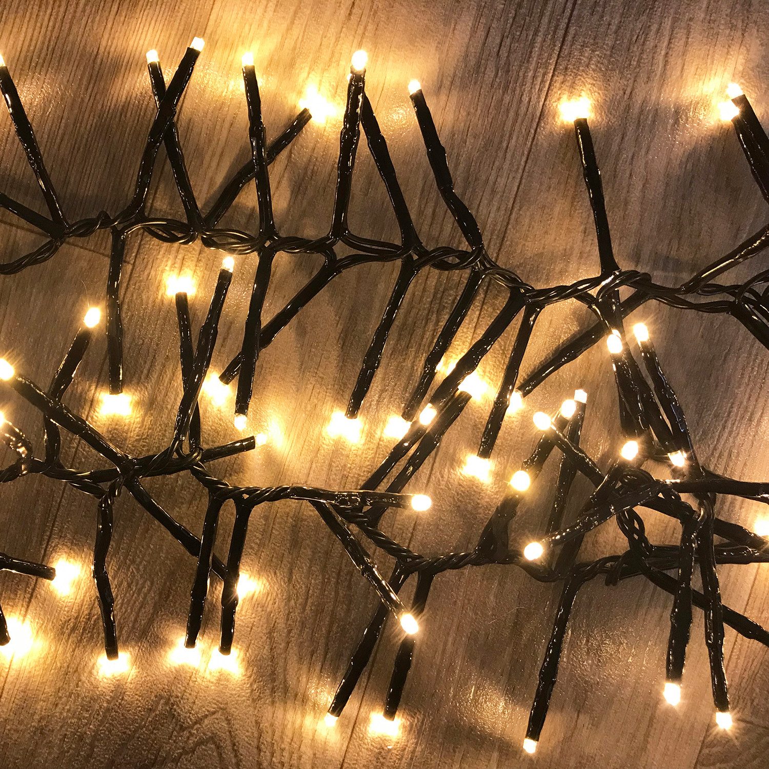 Mojawo Lichtervorhang 1200er Cluster-Lichterkette LEDs Innen und Außen warmweiß