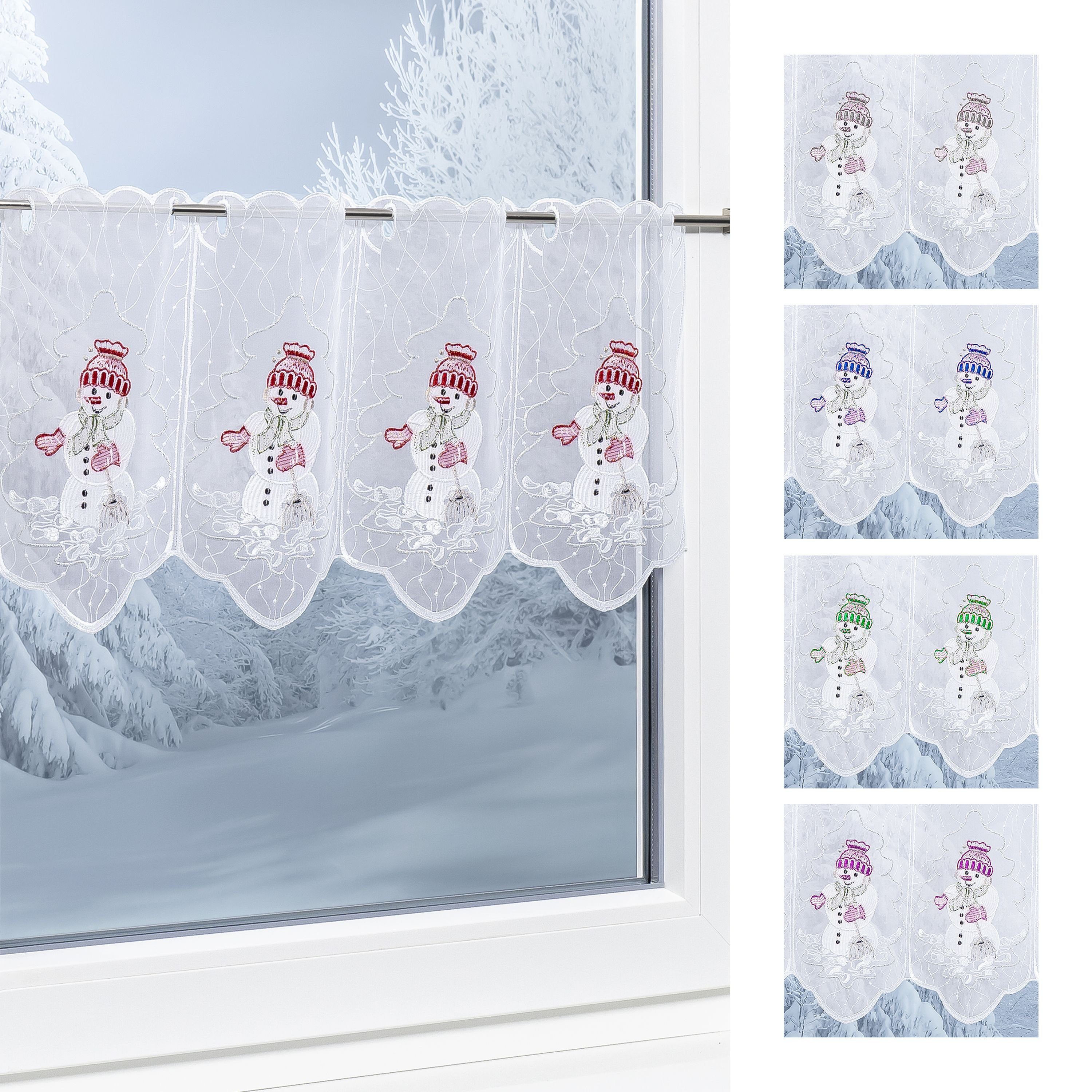 Scheibengardine Snowman, Plauener Spitze®, (1 St), transparent, HxB 30x48.9cm