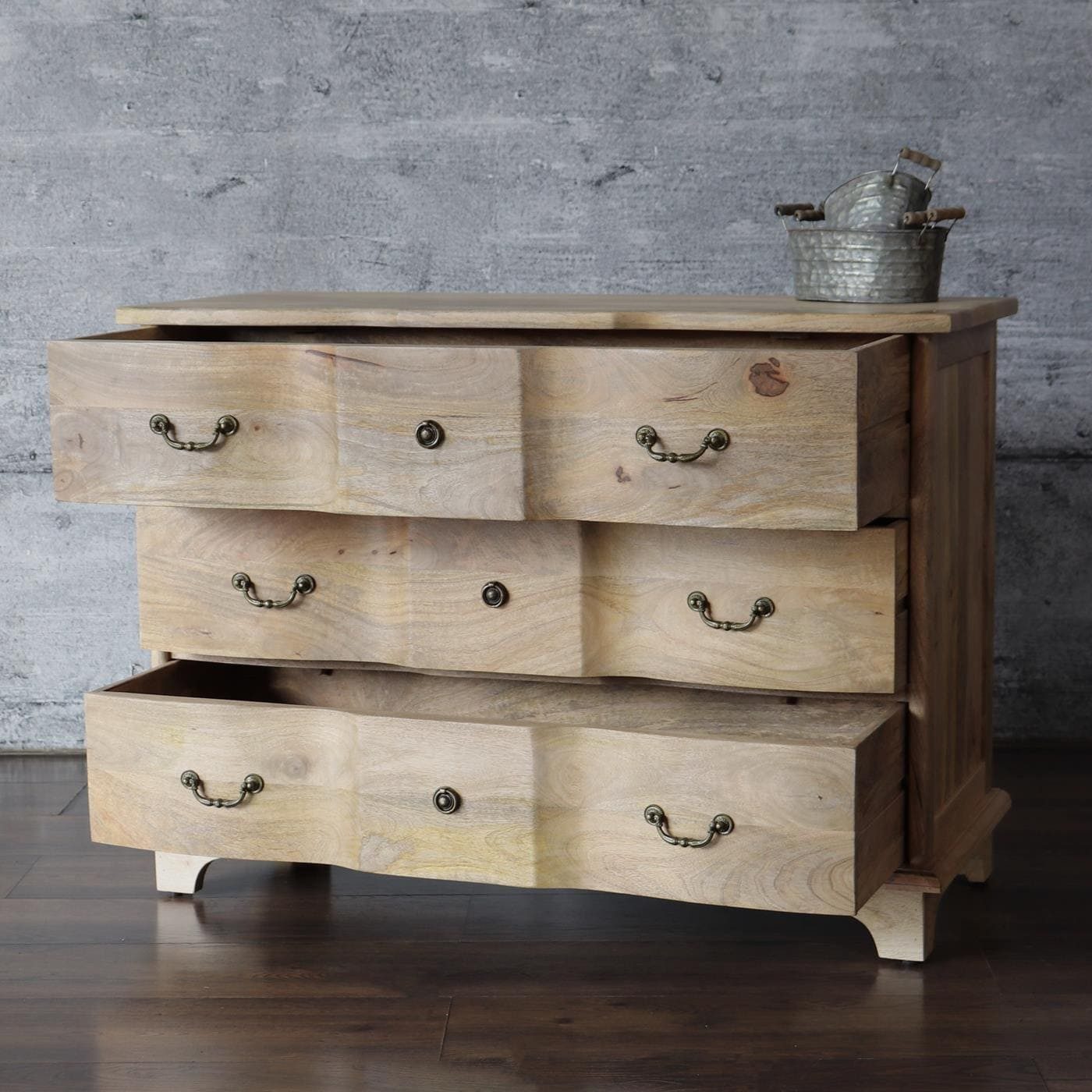 baario Kommode Kommode ARZANO braun massiv, Mangoholz Schubladenkommode Antik Design