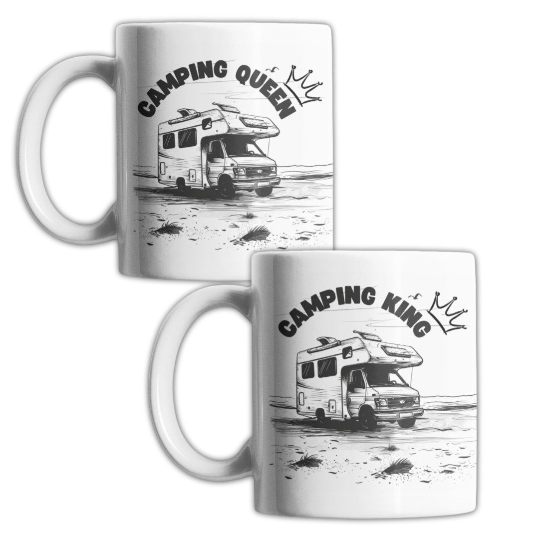 Tasse Camping King und Queen Set Kaffeetasse Teetasse Geschenkidee 325 ml