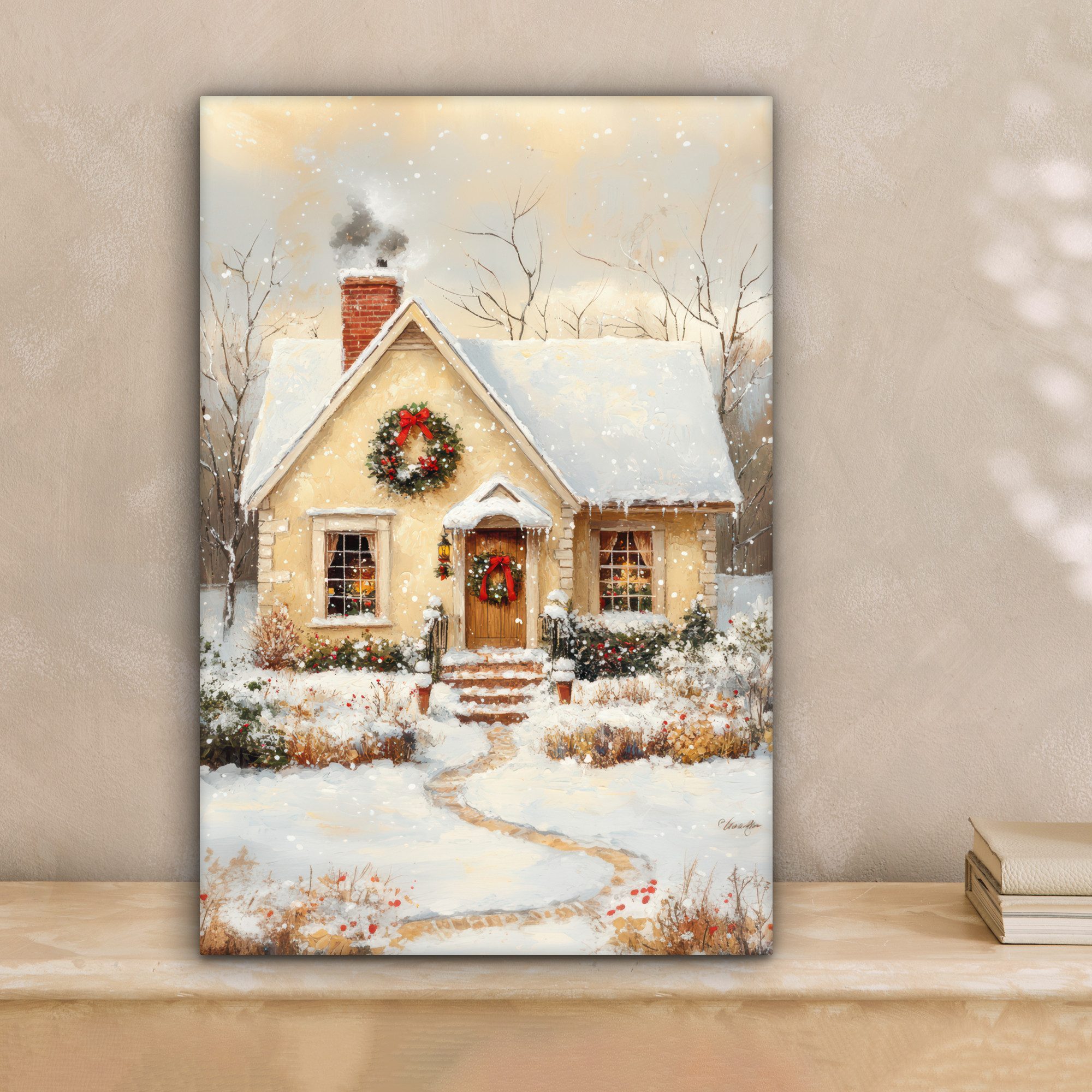 OneMillionCanvasses® Leinwandbild Weihnachten - Zuhause - Winter - Schnee, günstig online kaufen