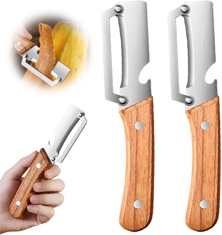 FELIXLEO Sparschäler Ergonomischer Holzgriff liegt sicher und rutschfest in jeder Hand, (2-tlg)