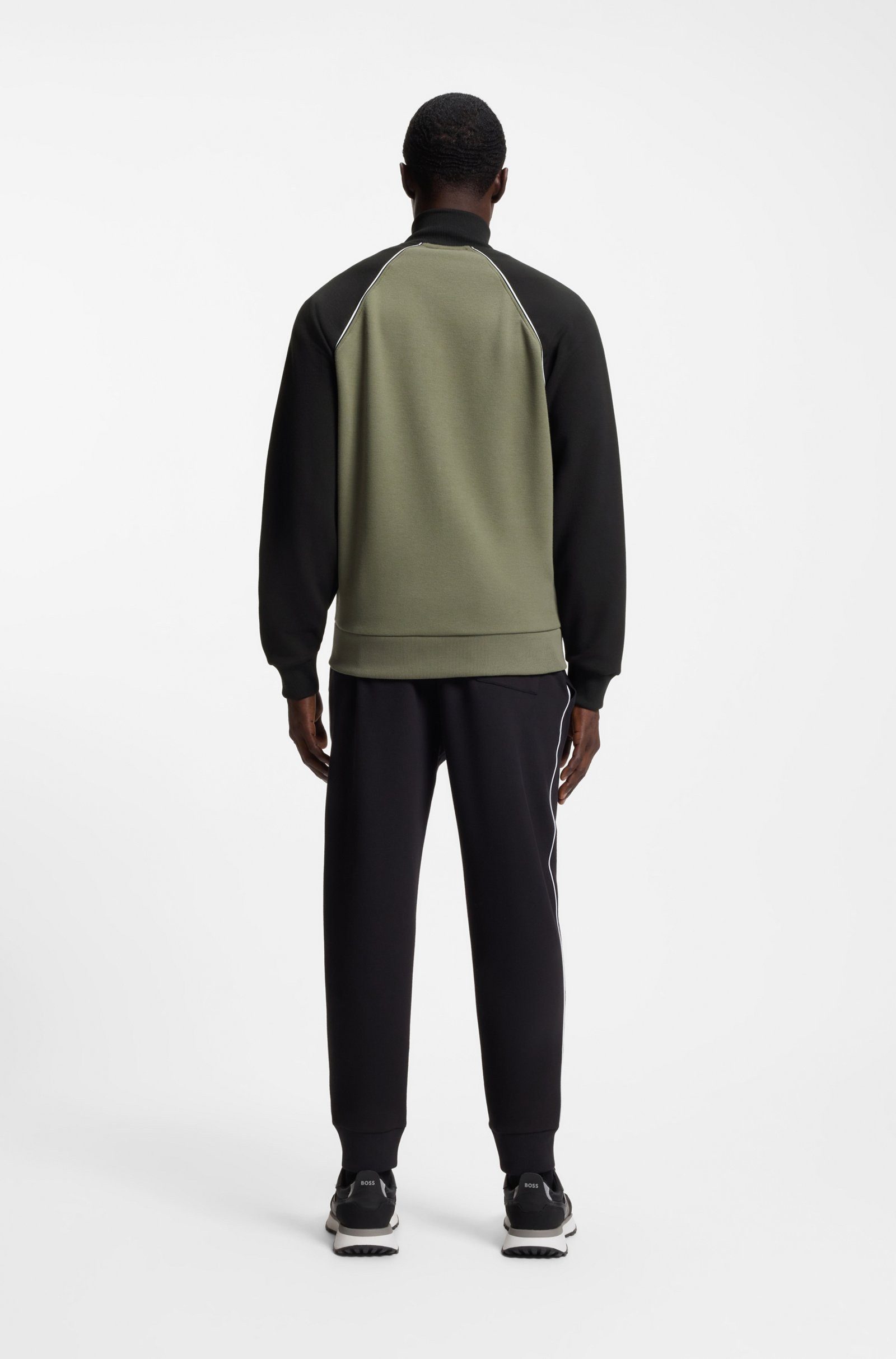 BOSS GREEN Sweatjacke SW_Join Skazmit kontrastfarbenen Paspeln (1-tlg)