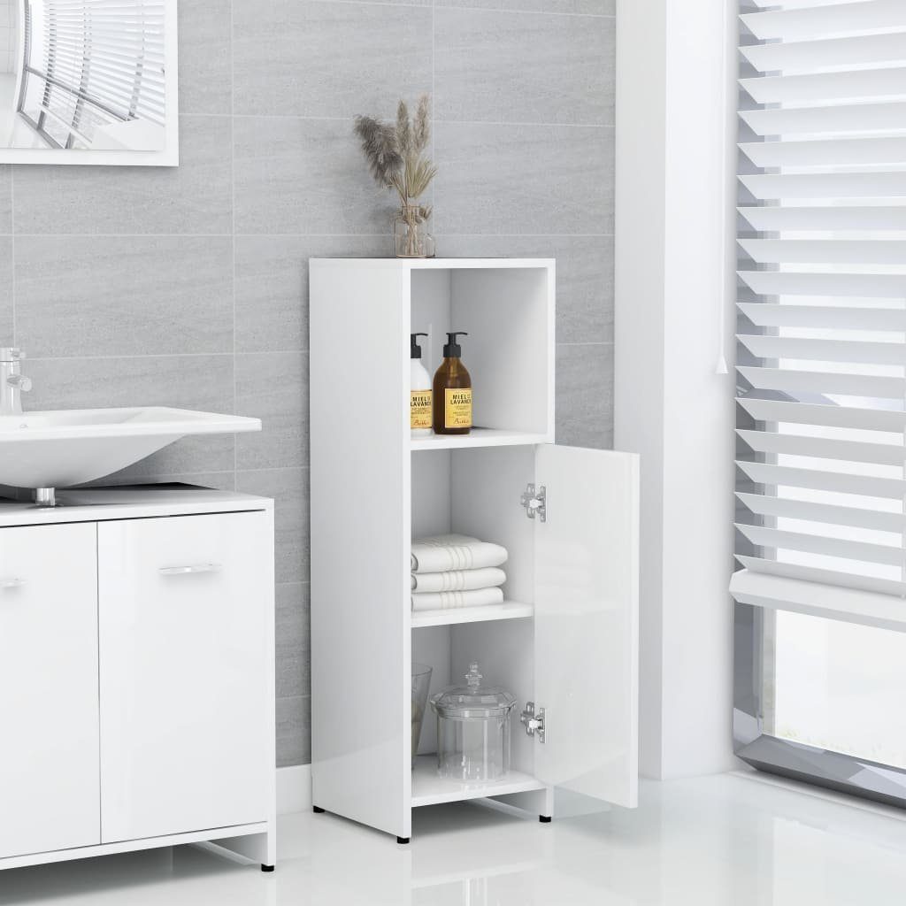(1-St) Hochglanz-Weiß 30x30x95 cm Holzwerkstoff, Badezimmer-Set vidaXL Badezimmerschrank