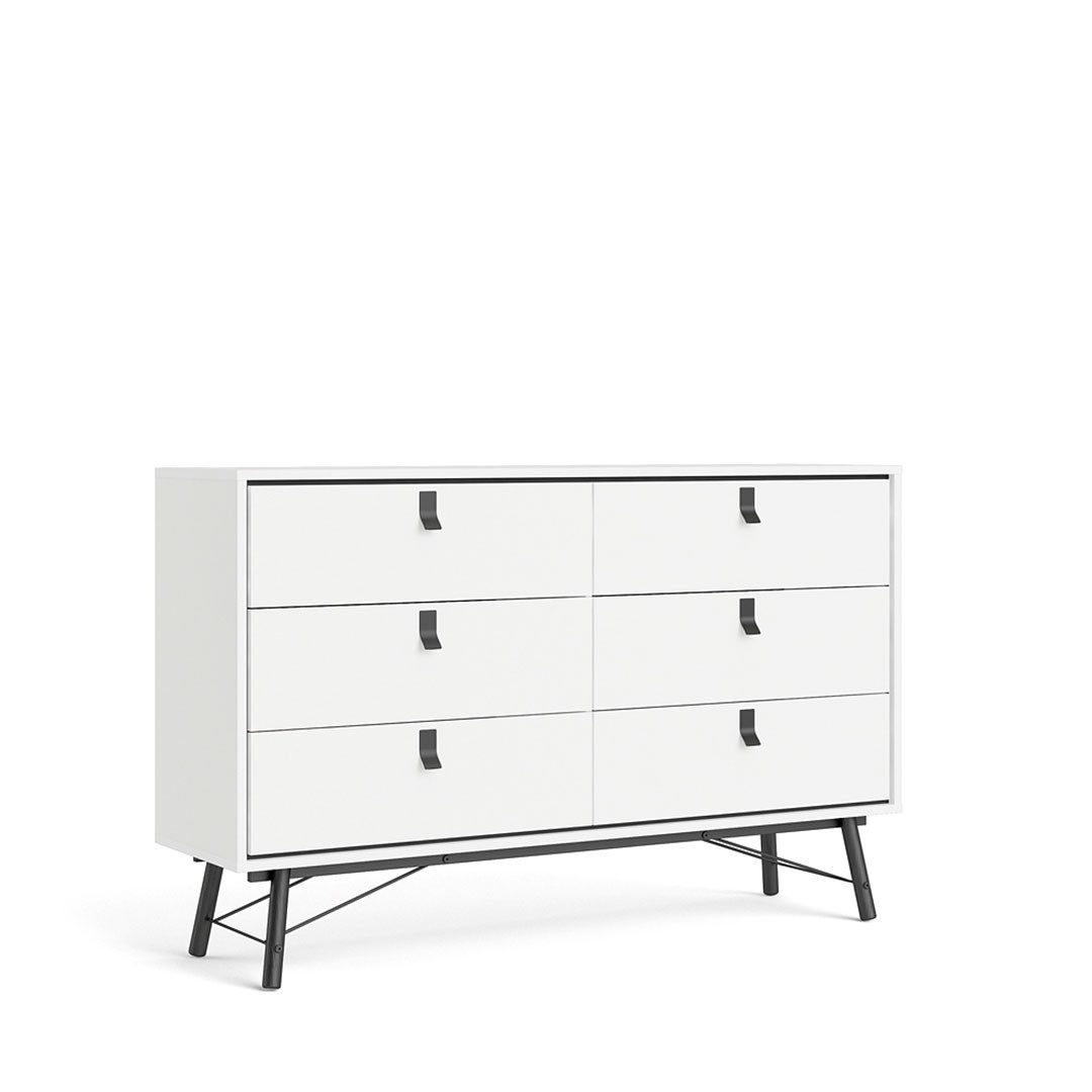 ebuy24 Kommode Rye Kommode breit 6 Schubladen mattweiss.