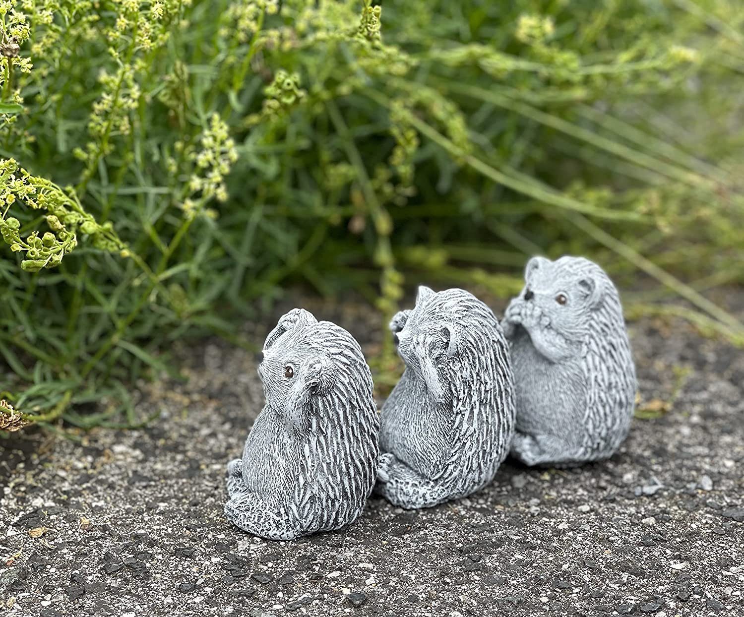 sehen, sagen Stone Igel Nichts Steinfigur and 3er hören, Gartenfigur Style