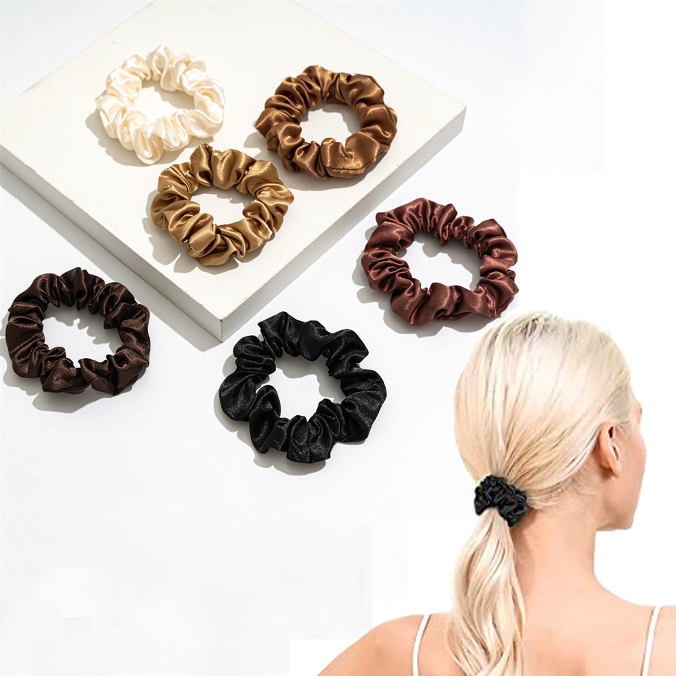 Viellan Diadem Satin-Haarband 6er-Set Bubble Hair Ring für Mädchen Damen,6 Farben