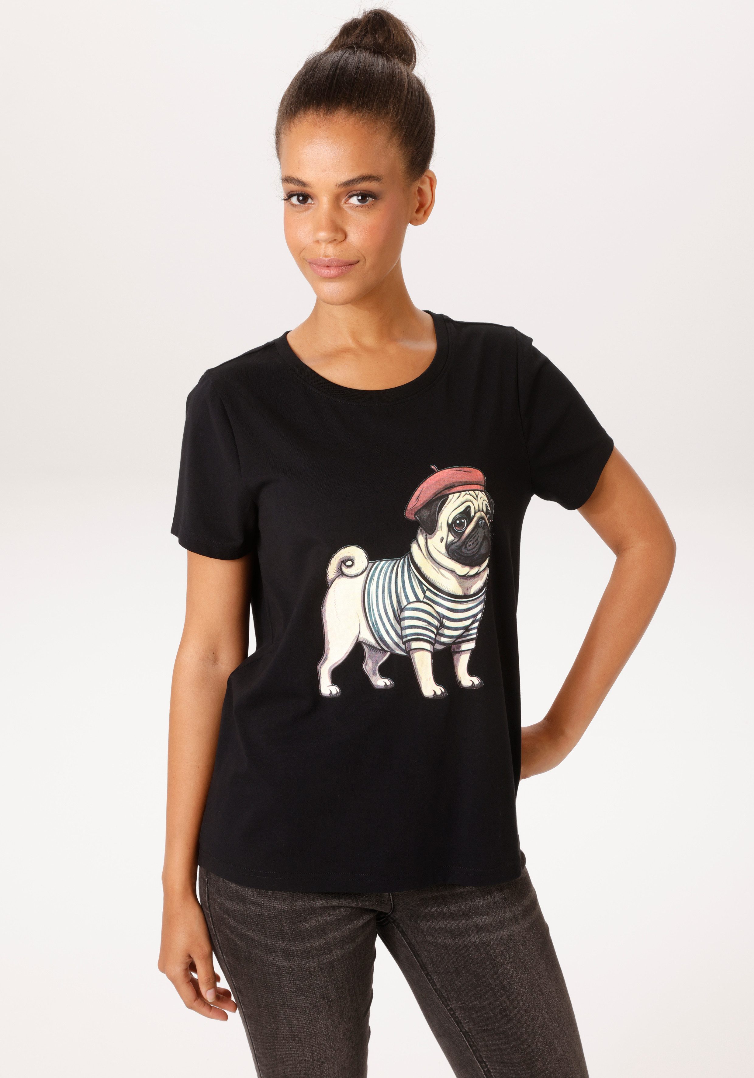 Aniston CASUAL T-Shirt mit Dackel oder Mops bedruckt - du hast die Wahl - NEUE KOLLEKTION. € 24,99, (€ 24,99 pro 1 Stk).