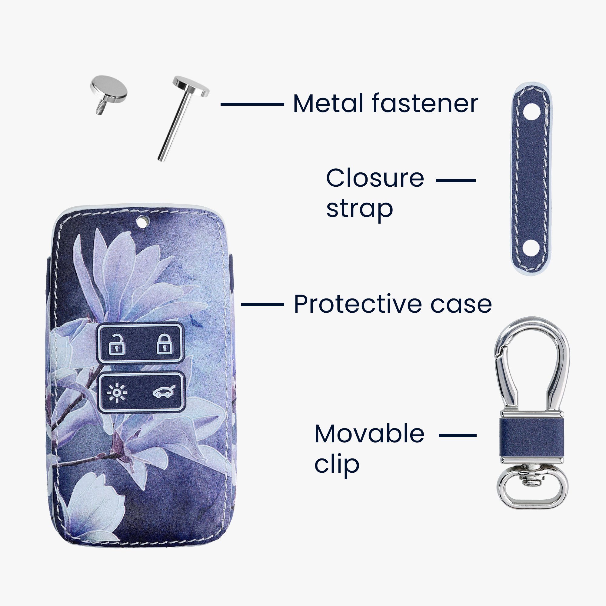 kwmobile Schlüsseltasche Kunstleder Case für Renault 4-Tasten Smartkey (Keyless Go) Hülle (1-tlg), Autoschlüsselhülle, robuste Schutzhülle für Autoschlüssel – Bild 4 von 5
