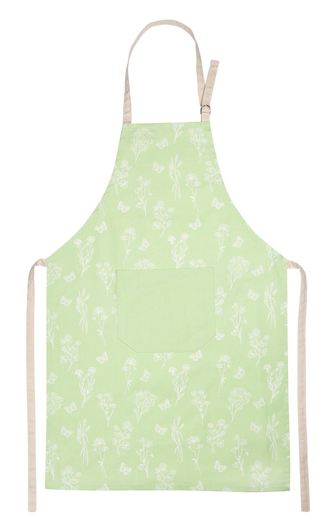 Kracht Kochschürze Wildblumen, (Set, 1-tlg., 1-teilig), Nackenband und aufgesetzte Tasche ca.70x90cm Baumwolle