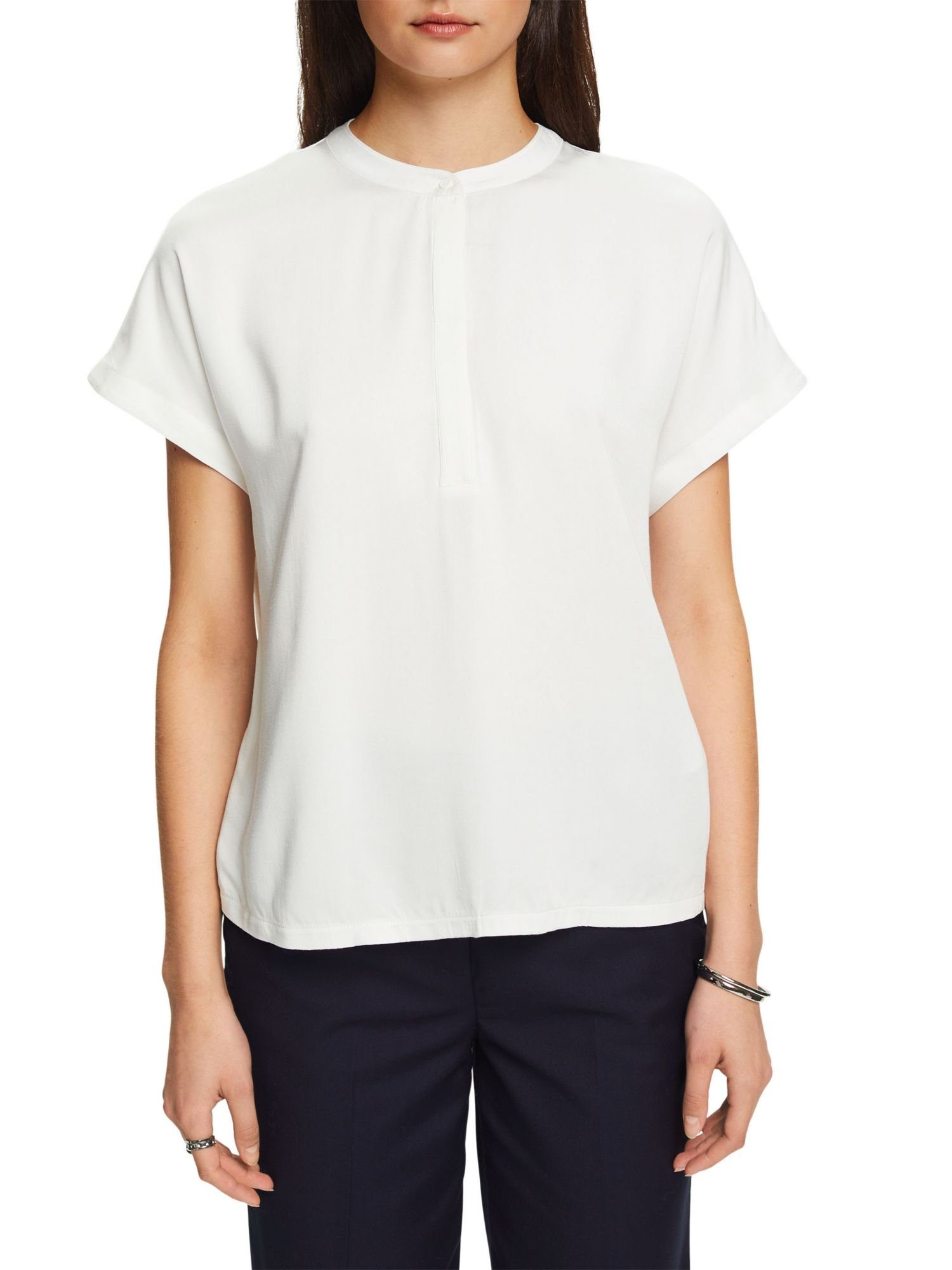 Materialmix T-Shirt (1-tlg) WHITE Esprit einem aus T-Shirt OFF