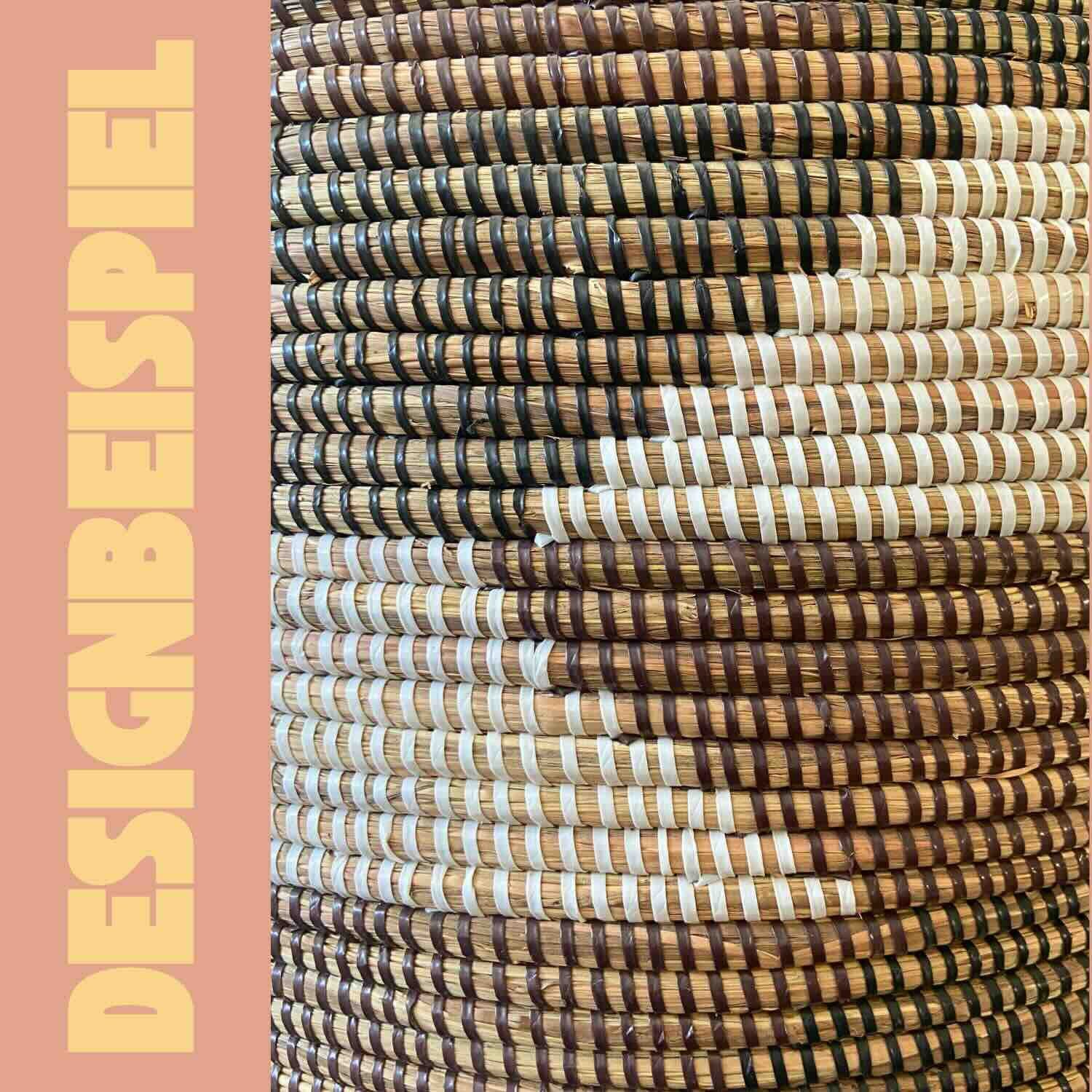Wäschekorb Wäschekorb Senegal S - Zick Zack - Braun/Weiß, Handgeflochtener Wäschekorb aus traditionellem Kunsthandwerk