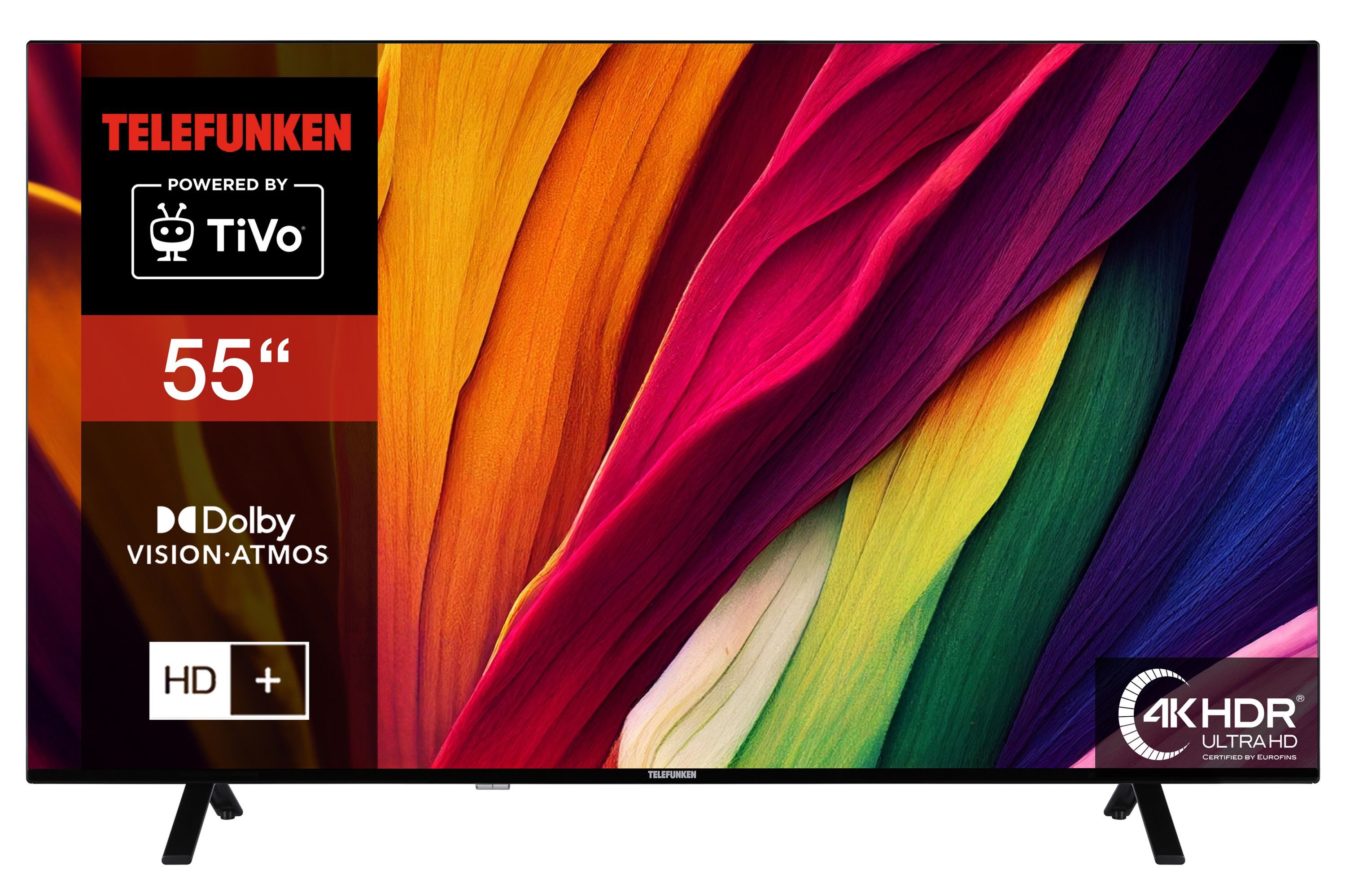 Telefunken XU55TO750S LCD-LED Fernseher (139 cm/55 Zoll, 4K Ultra HD, Smart TV powered by TiVo, Smart TV powered by TiVo, HDR Dolby Vision, Triple-Tuner, 6 Monate HD)