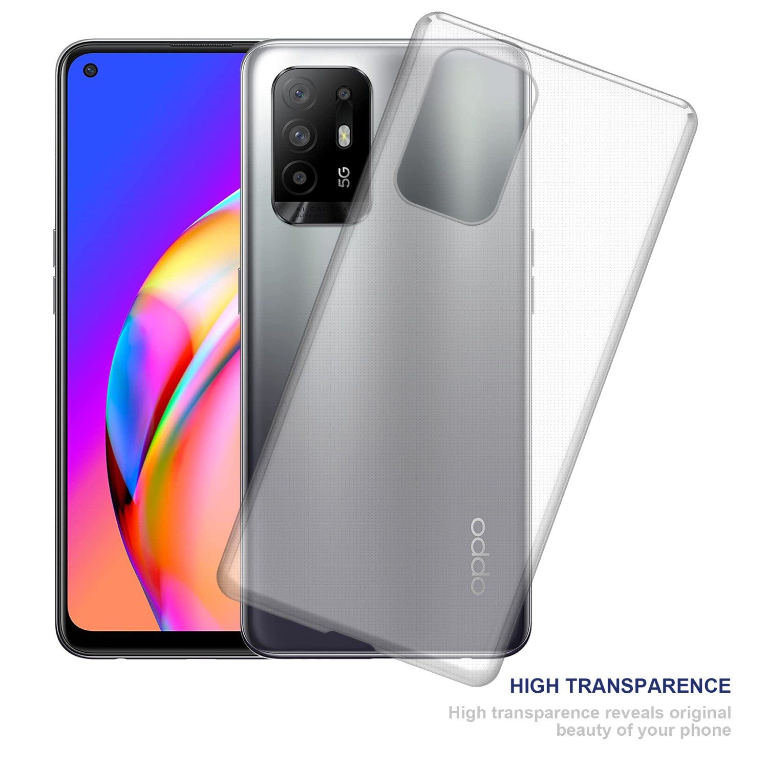 Cadorabo Handyhülle für Oppo A94 5G Hülle Oppo A94 5G, Hülle TPU Silikon Handy Schutzhülle Slim Transparent Case Cover