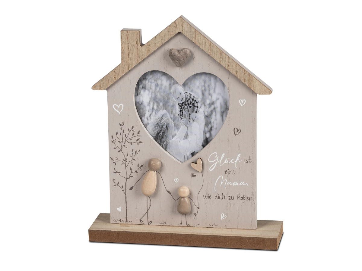 formano Fotohalter Haus mit Herzdurchbruch - stehend - Holz handbemalt - Spruch Mama, (1 St)