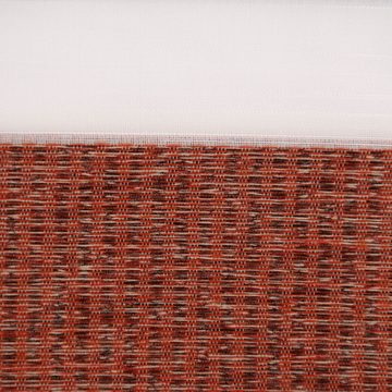 SCHÖNER LEBEN. Stoff Gardinenstoff Streifen halbtransparent weiß terracotta 140cm Breite, pflegeleicht
