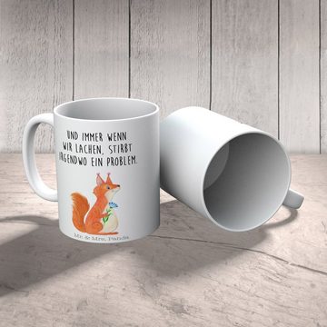 Mr. & Mrs. Panda Tasse Eichhörnchen Blume - Weiß - Geschenk, Porzellantasse, Lachen, Tiere, Keramik, Einzigartiges Botschaft