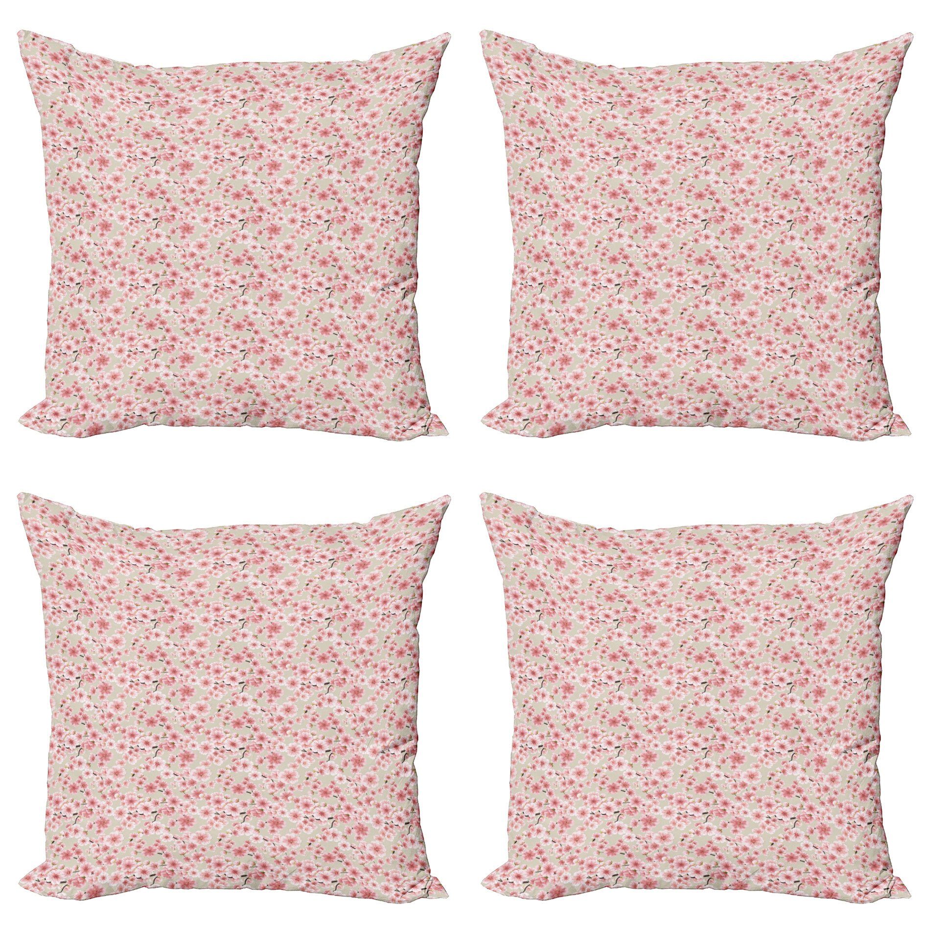 Kissenbezüge Digitaldruck, Modern Blooming Accent Kirschblüte Stück), Sakura (4 Doppelseitiger Abakuhaus