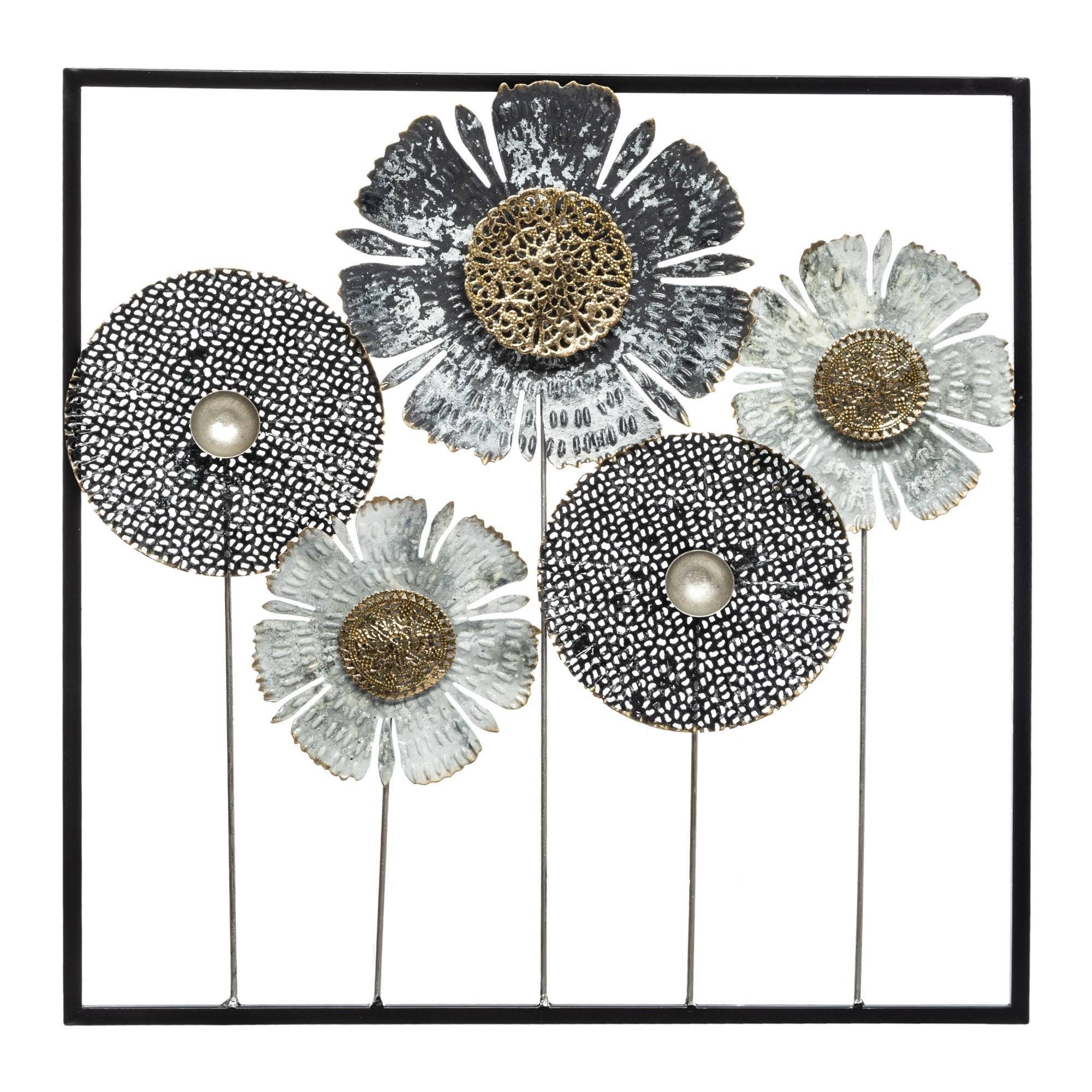 Atmosphera Créateur d'intérieur Wanddekoobjekt Wanddekoration aus Metall FLOWER, 50 x 50 cm (1 Stk., Deko-Objekt)