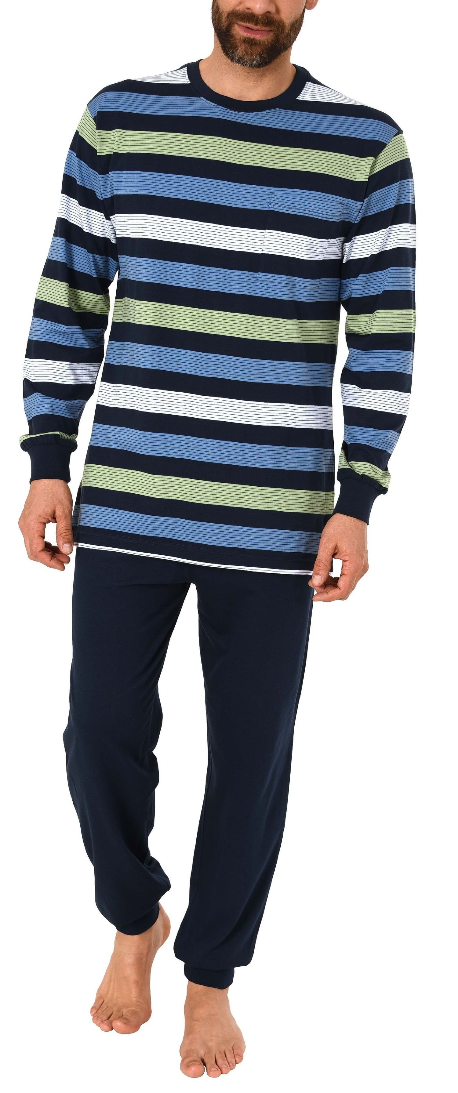Normann Pyjama Langer Herren Frottee Pyjama, Schlafanzug mit Bündchen - 291 günstig online kaufen