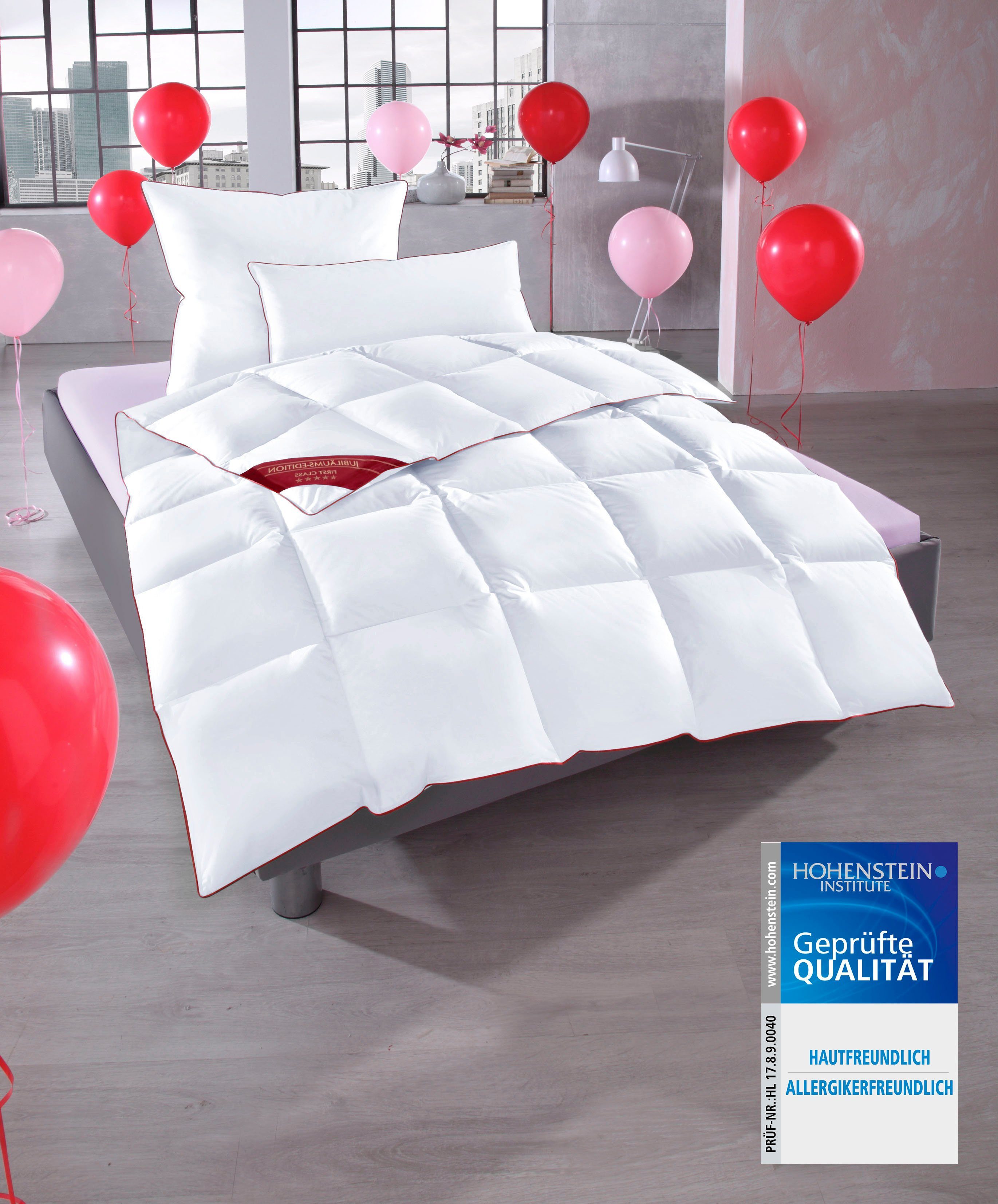 Daunenbettdecke, Jule, Hanse by RIBECO, Füllung: 90% Daunen, 10% Federn, Bezug: 100% Baumwolle, Jubiläumsedition