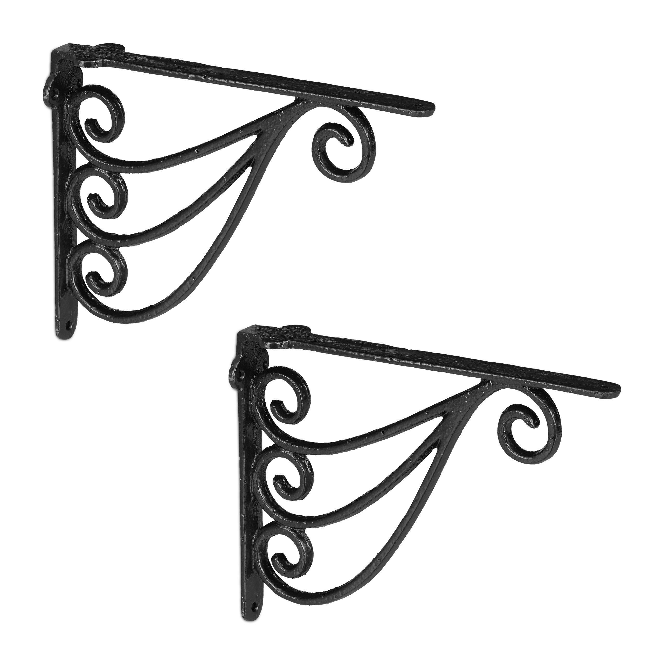 relaxdays Wandregalhalter Regalwinkel 2er Set Ornamente, günstig online kaufen