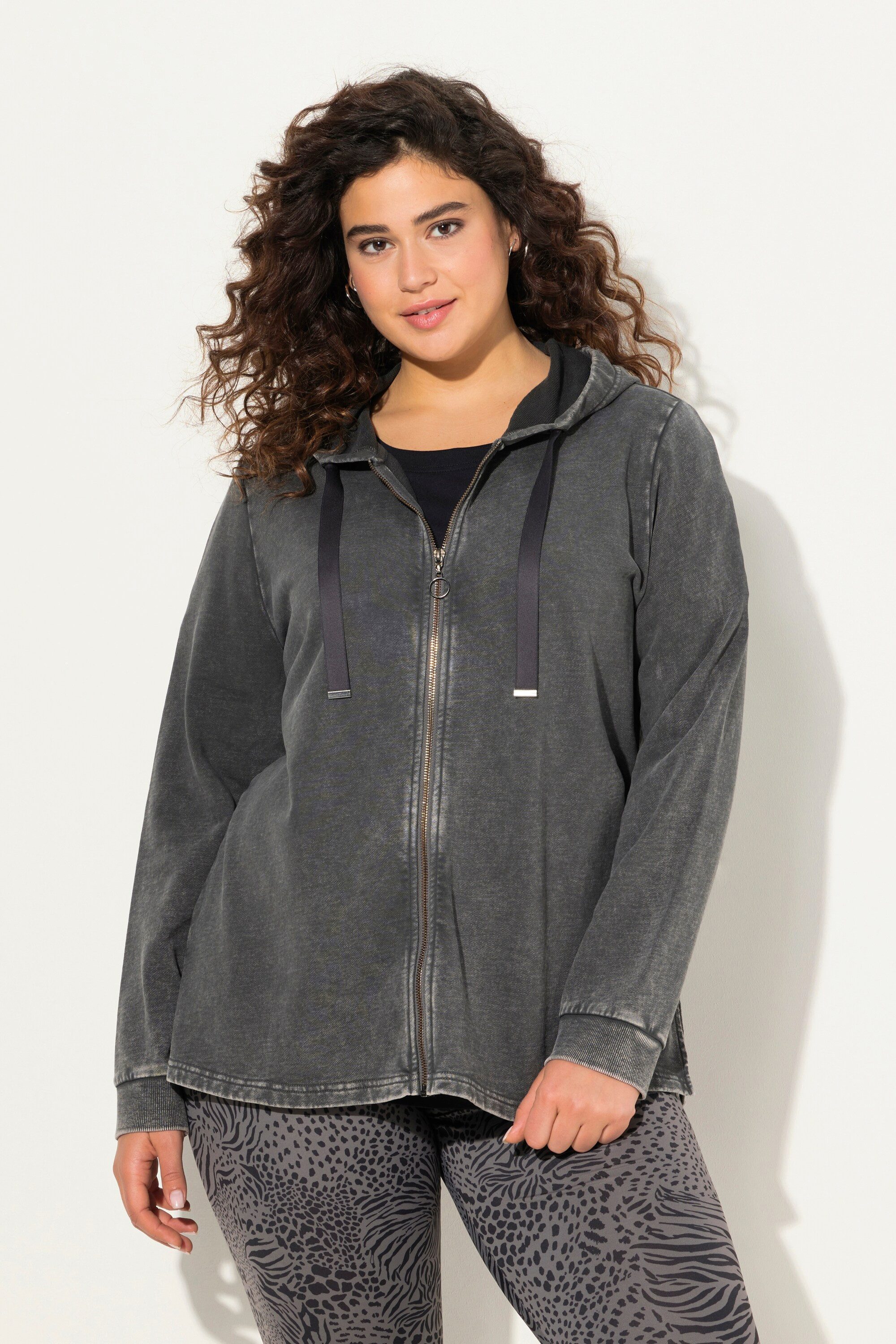 Ulla Popken Sweatjacke Hoodie-Jacke Vintage Rückenmotiv günstig online kaufen