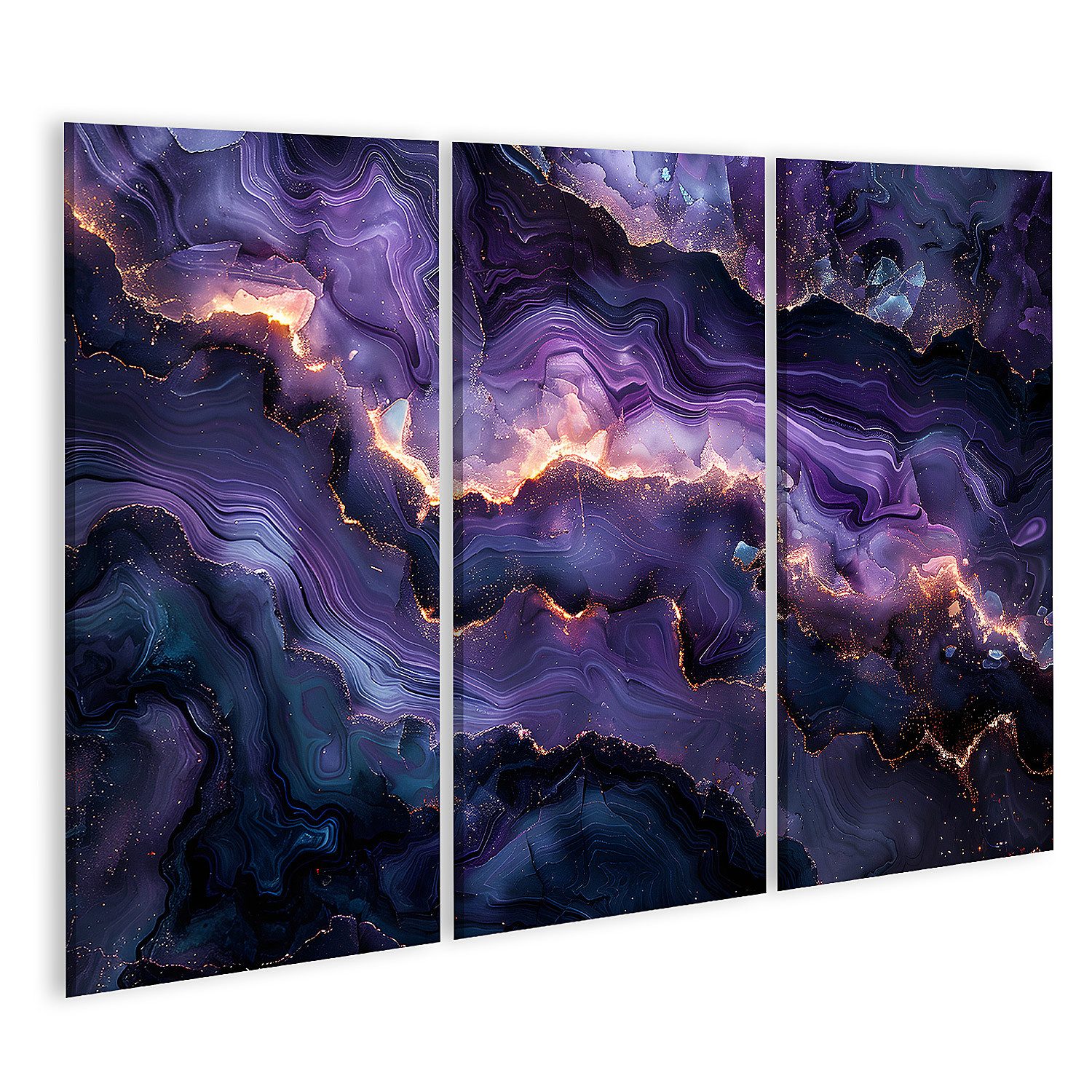 Leinwandbild Abstrakte Kunst: Vibrante Lila-Blau-Töne verschmelzen harmonisch im Wa