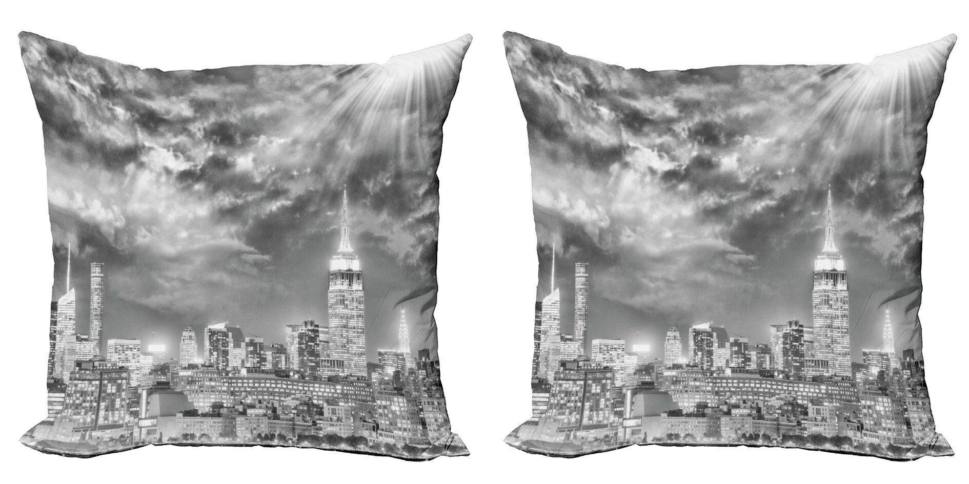 Kissenbezüge Modern Accent Doppelseitiger Digitaldruck, Abakuhaus (2 Stück), Städtisch NYC Dramatische Skyline