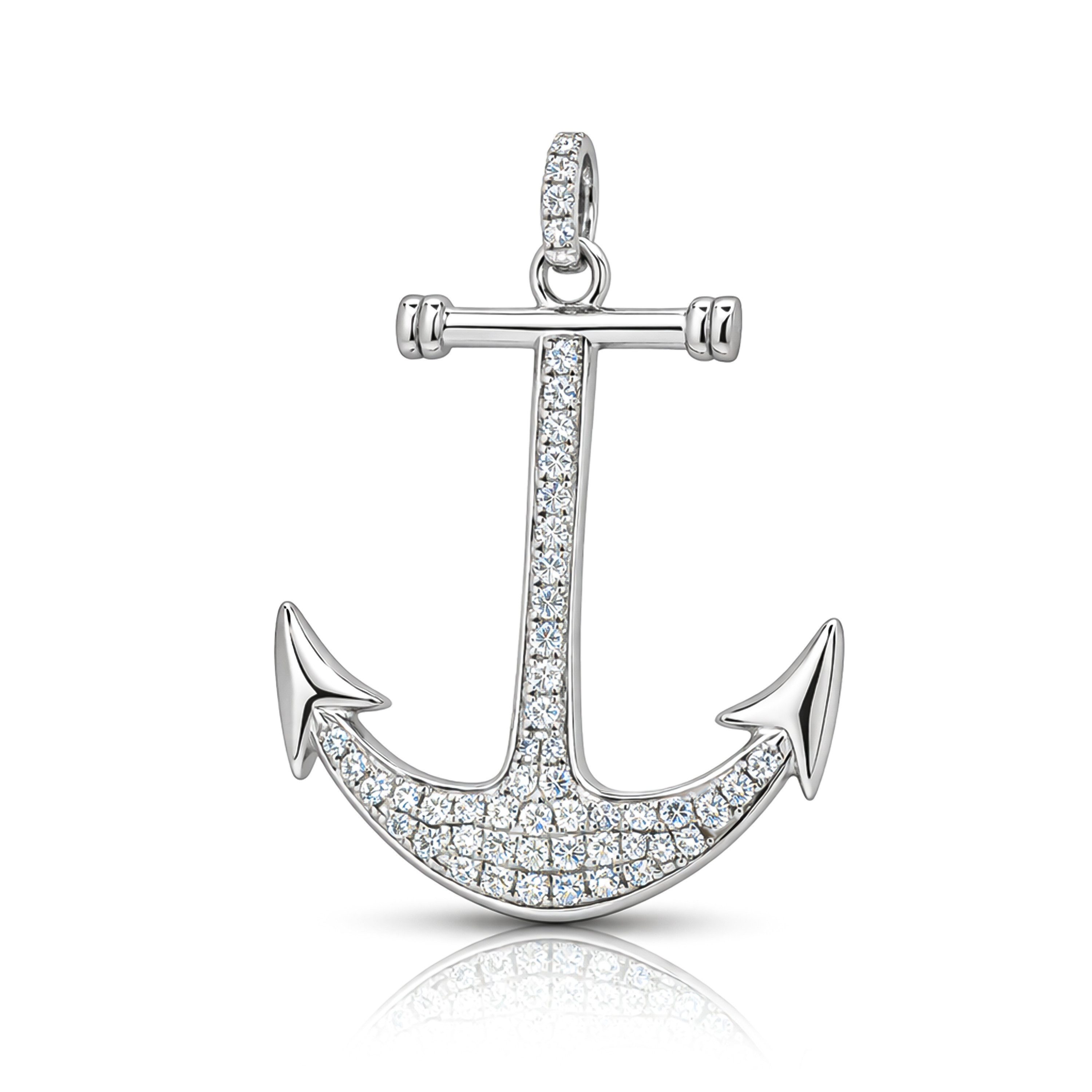 Firetti Kettenanhänger Schmuck Geschenk Silber 925 Halsschmuck Anhänger Anker, mit Zirkonia (synth)