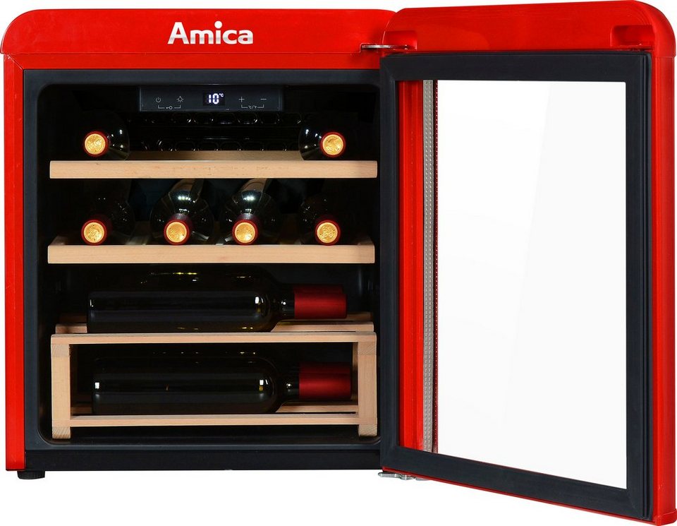 Amica Weinkühlschrank WKR 341 910 R, für 10 Standardflaschen á 0,75l, Max.  Anzahl Bordeauxflaschen (0,75 l): 10