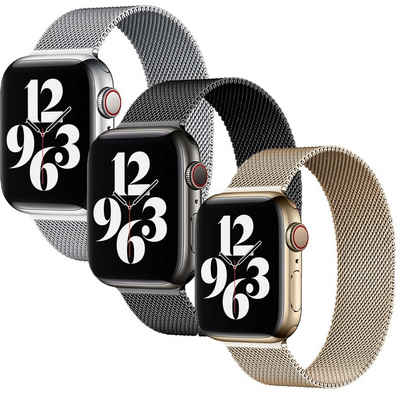 FIDDY Smartwatch-Armband Für Apple Watch 1-9/SE Metallisches Milanaise-Edelstahlarmband, Das Armband passt auf 38/40/41 mm und 42/44/45/49 mm