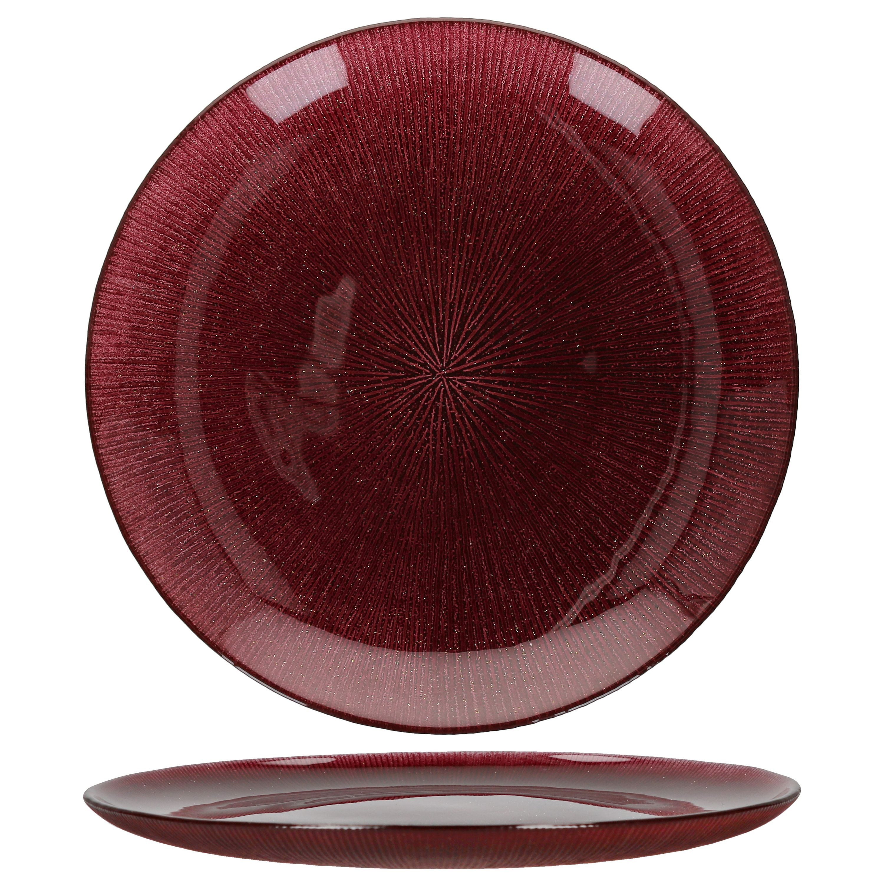 MamboCat Speiseteller 6x Suez Speiseteller Ø27cm Glas Rot Glitzer Essteller Weihnachten, Weihnachtsgeschirr, Weihnachten, Weihnachtsset, Geschirr