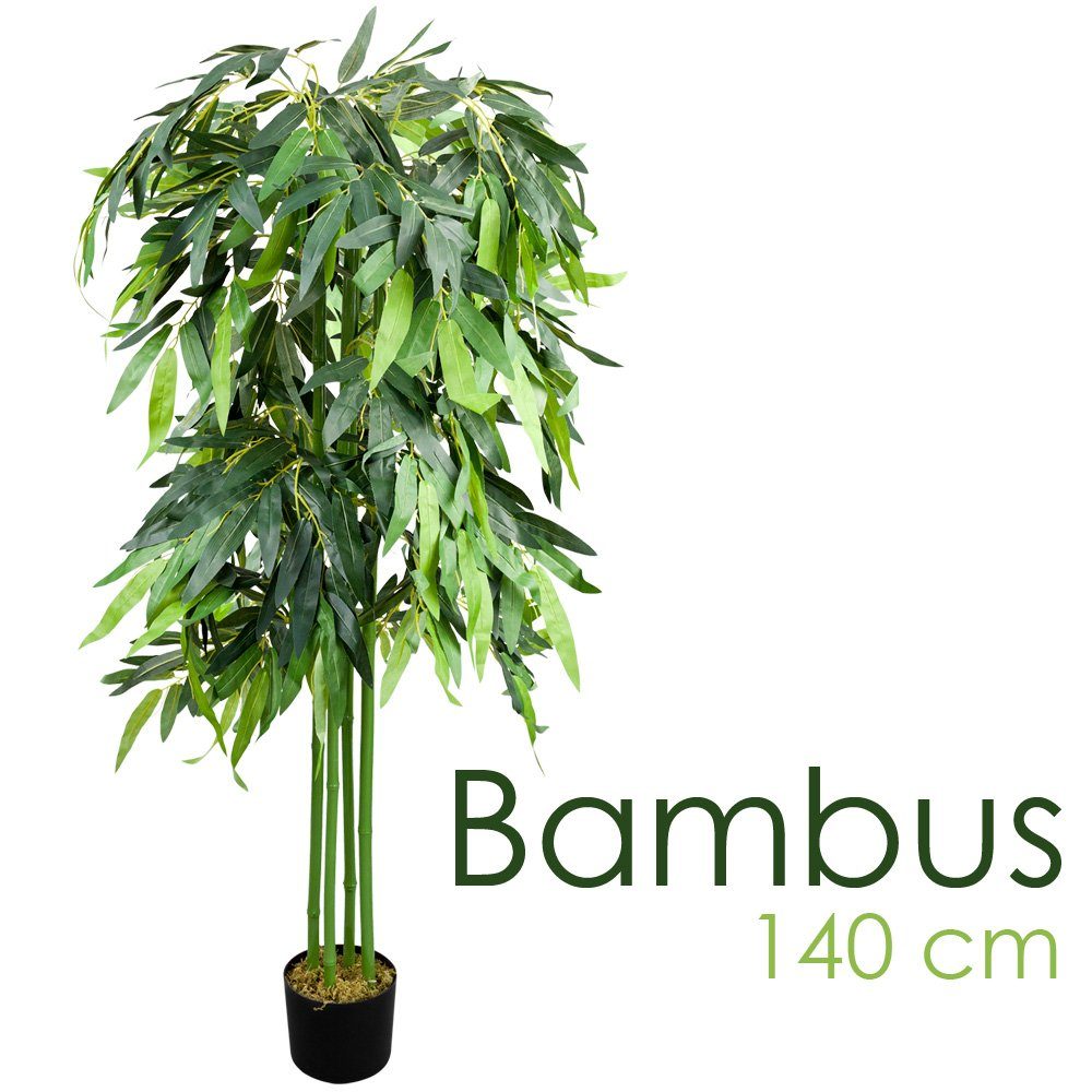 Kunstpflanze cm, 140 Bambus Pflanze Decovego, 140 Höhe Künstliche cm Kunstbambus
