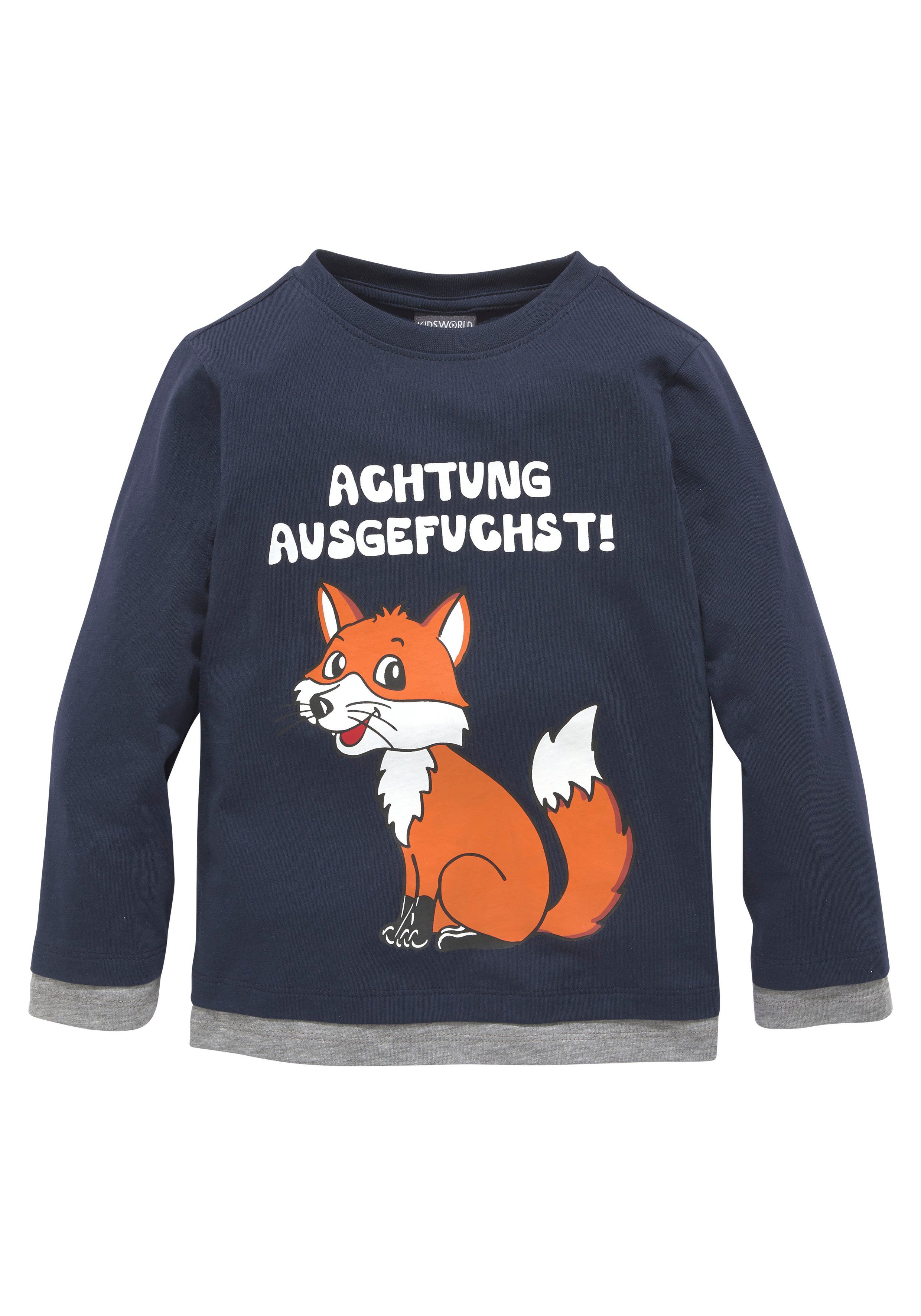 KIDSWORLD Langarmshirt ACHTUNG AUSGEFUCHST Shirt mit coolem Fuchsdruck – Bild 5 von 5