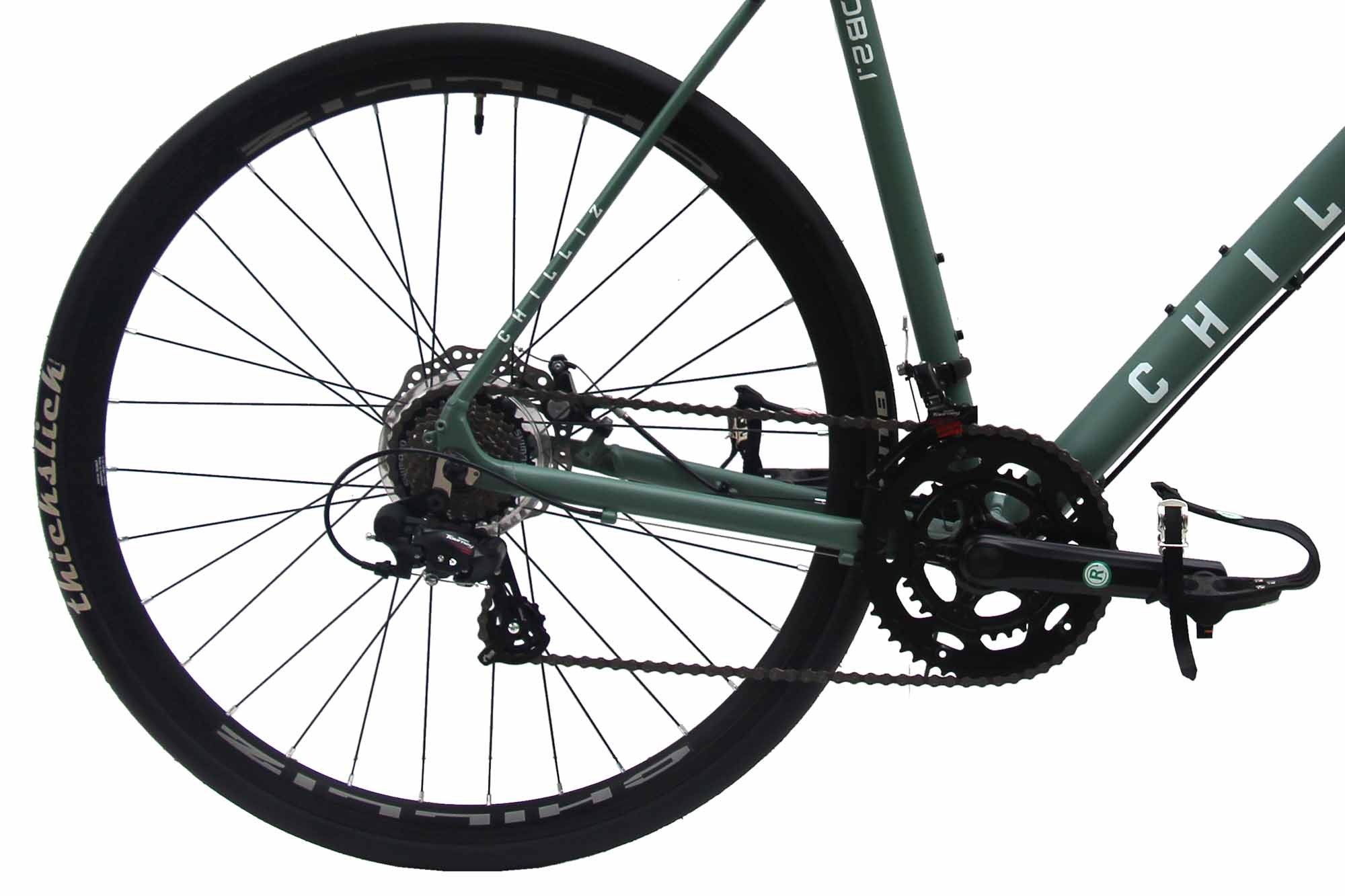 CHILLIZ road bike, 28-inch RDB2.1 green, 14-speed Shimano gears, frame size 57 cm, 28mm slick tires, Zoom disc brakes